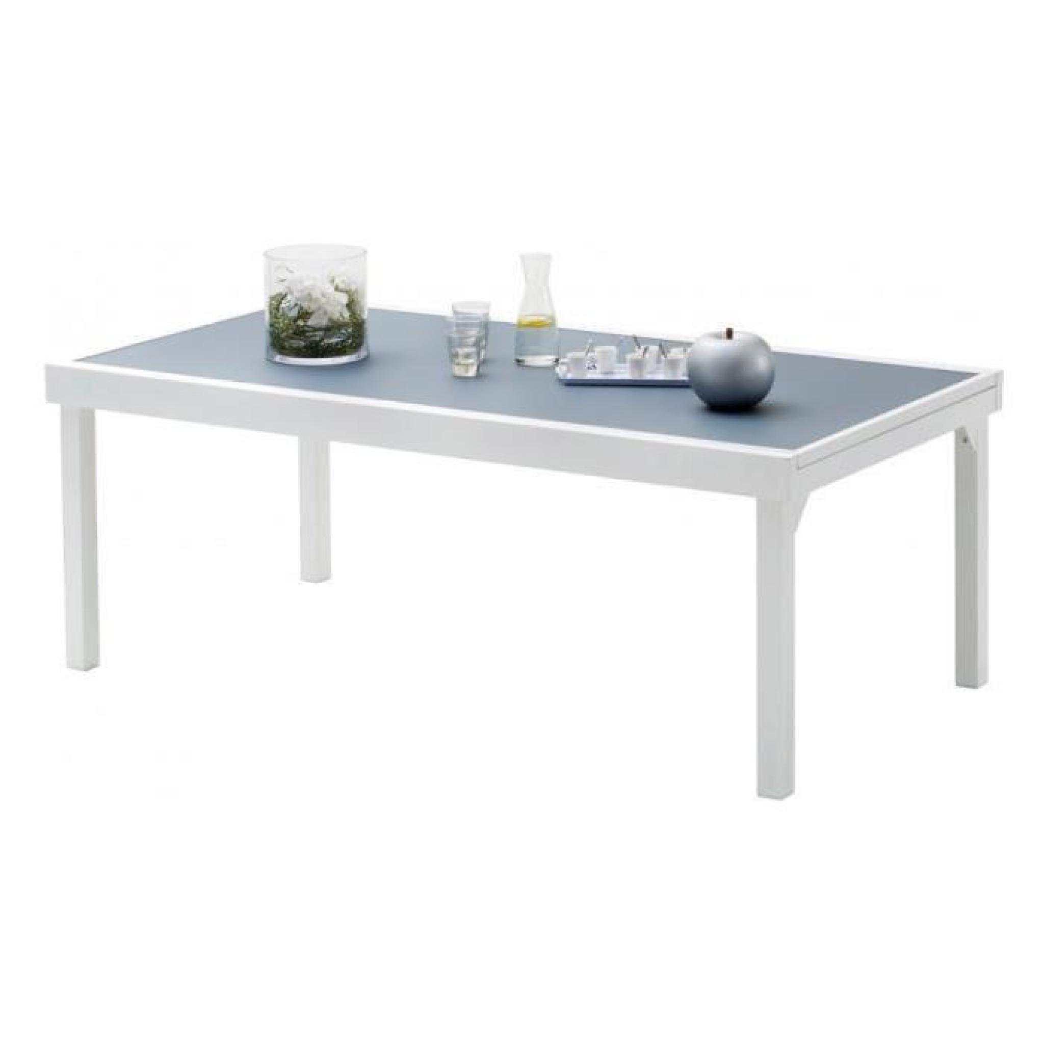 Table de jardin rectangulaire extensible aluminium blanc et polywood L135