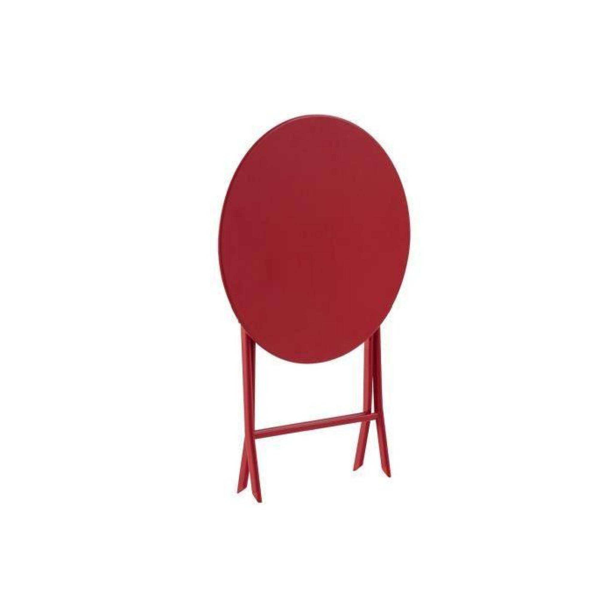 Table de terrasse en acier ronde pliante Chloé Groseille à 2 places Dim: 60 x 71 cm  pas cher