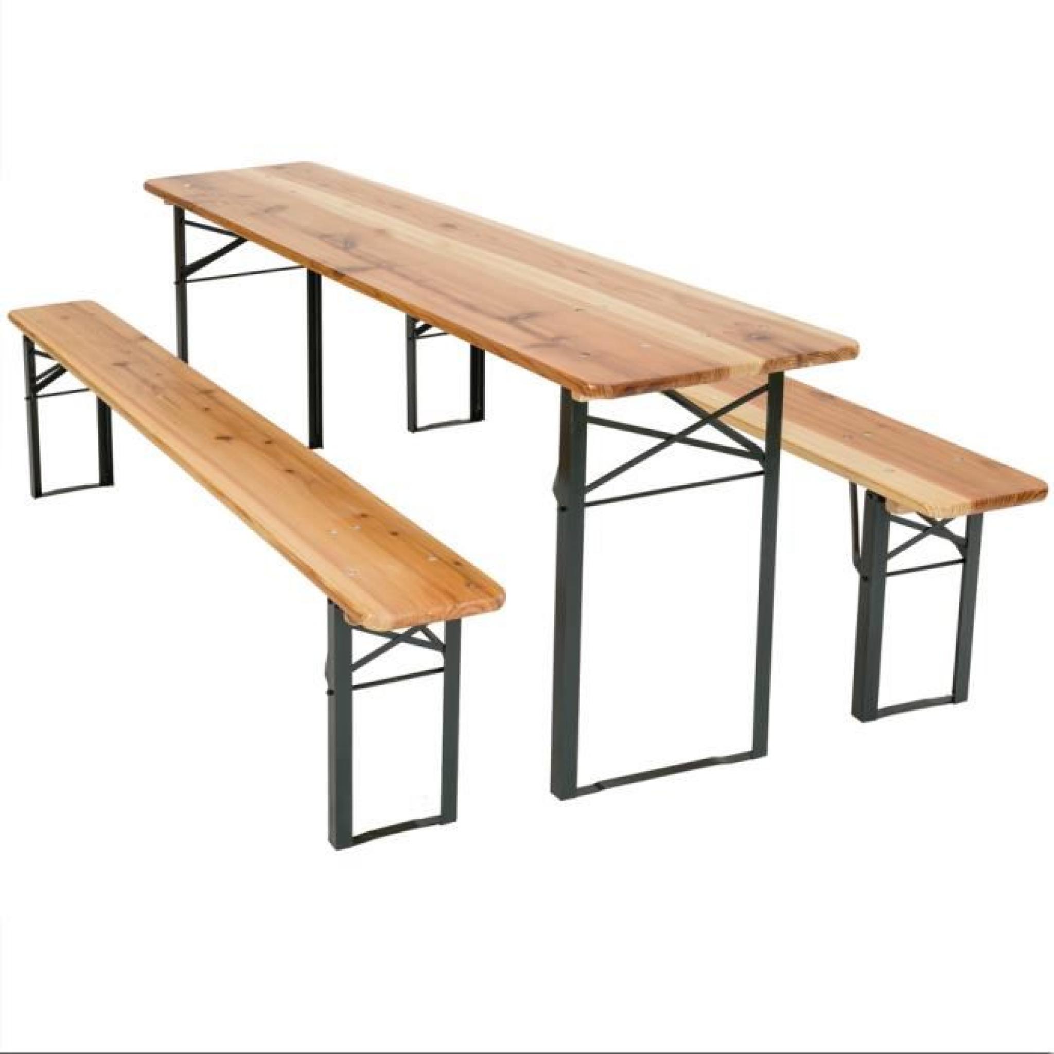 Table et bancs pliant en bois, Table de Jardin, Table de Réception, Table de Camping TECTAKE