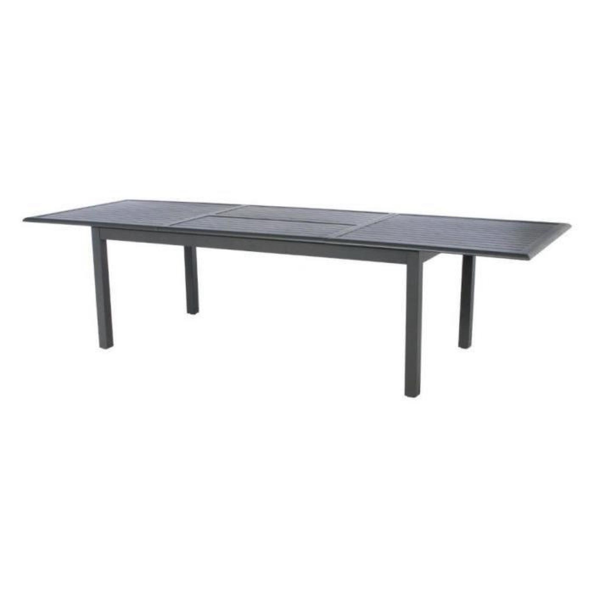 TABLE EXTENSIBLE AZUA 12 P. noir très légérement moucheté dit graphite HESPERIDE pas cher