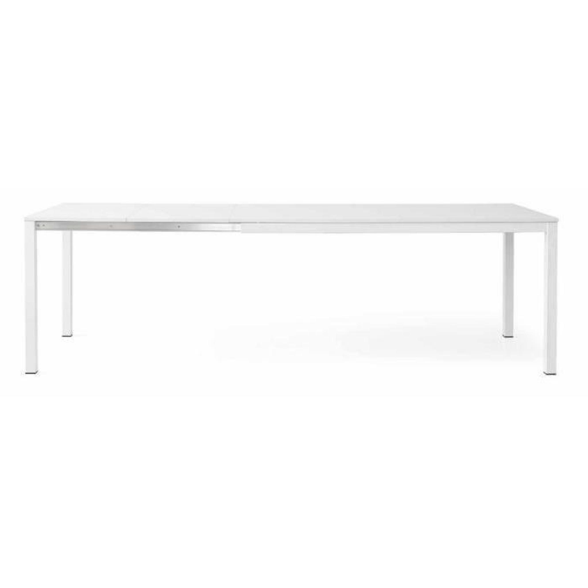 Table extensible Blanc pore ouvert avec 1 rallonge da 50 cm, style moderne, en MDF laminé et structure en acier - Dim. 140 x 90 x 75 pas cher