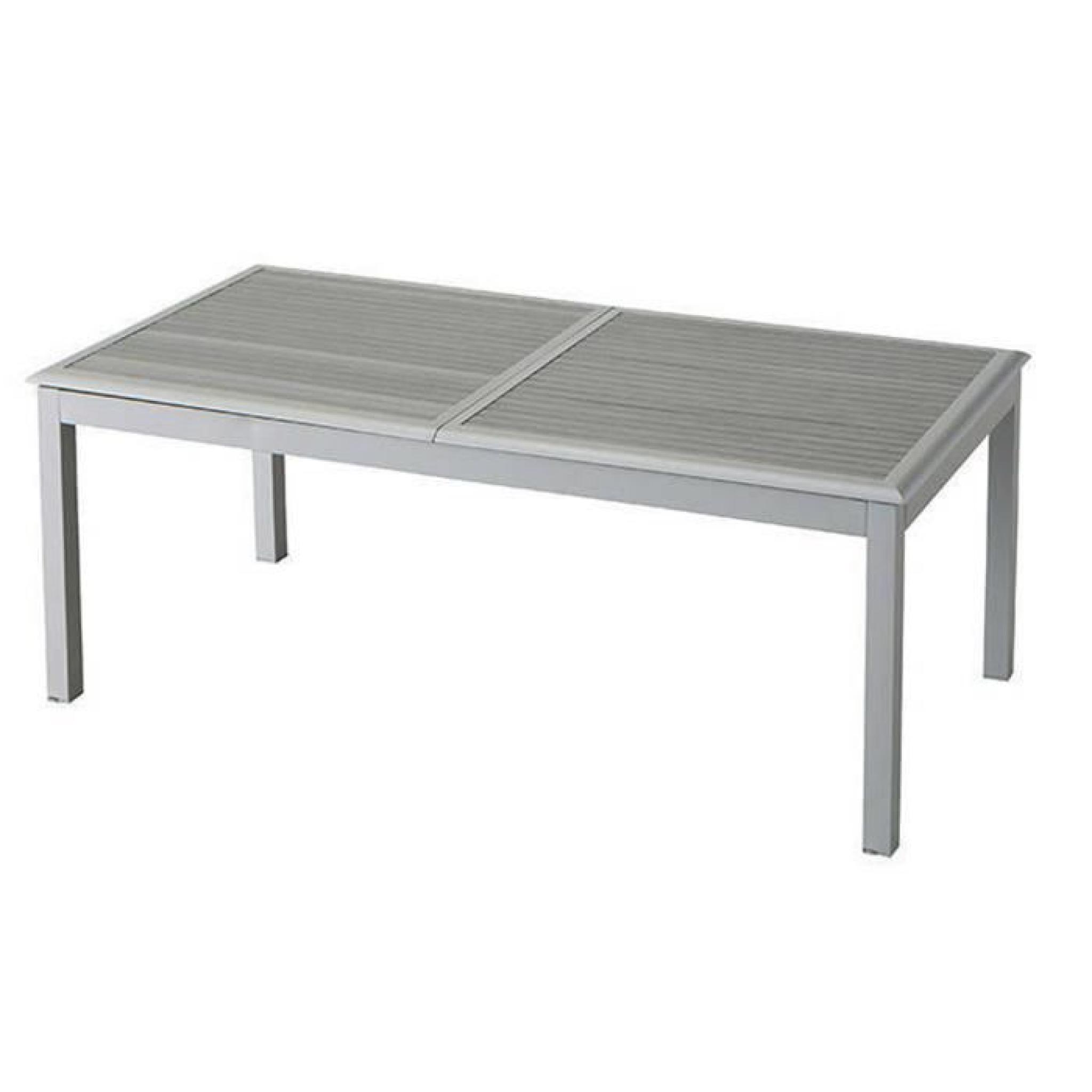 Table extensible en aluminium avec plateau à lattes - Dim : L 200/300 x P 100 x H 75 cm 