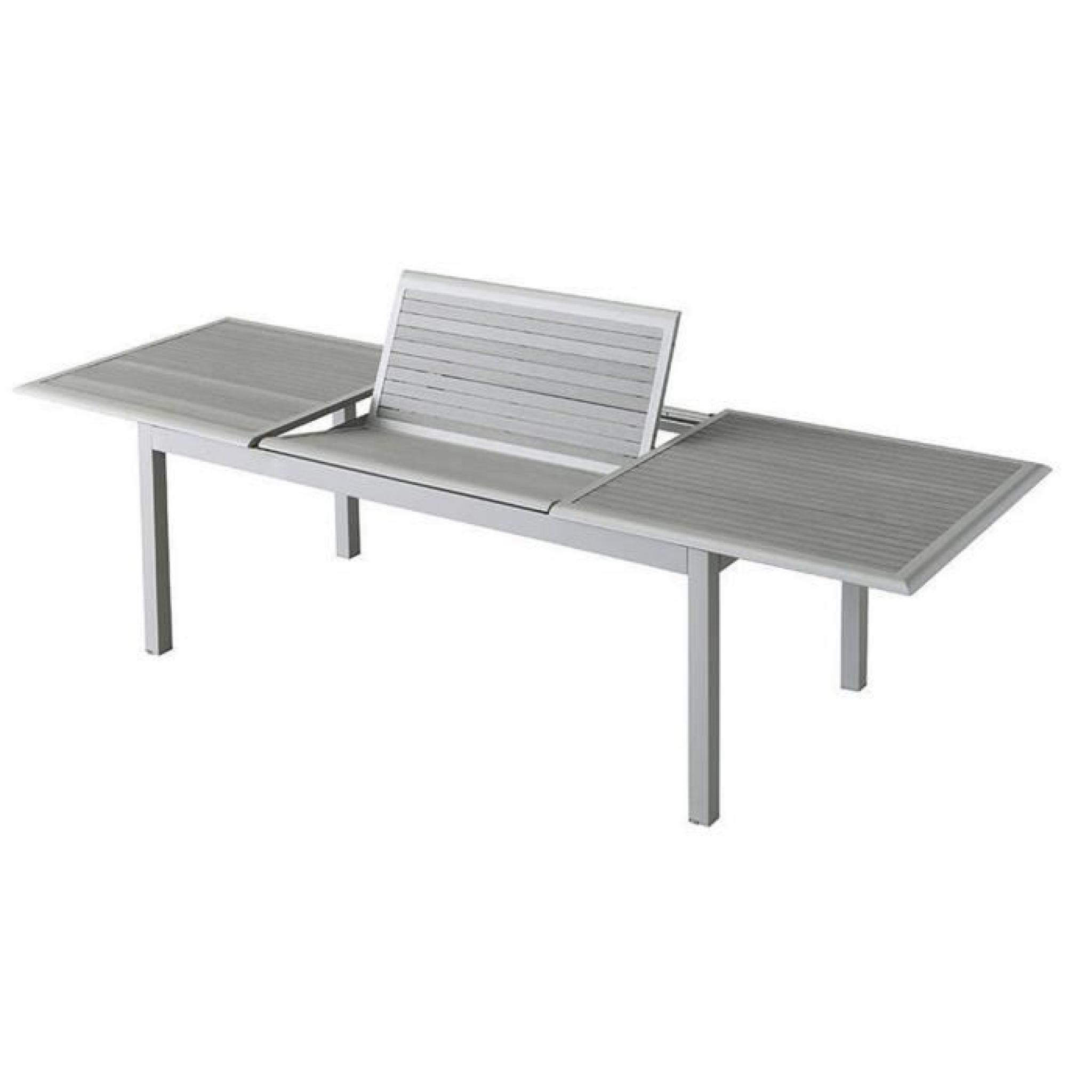 Table extensible en aluminium avec plateau à lattes - Dim : L 200/300 x P 100 x H 75 cm  pas cher