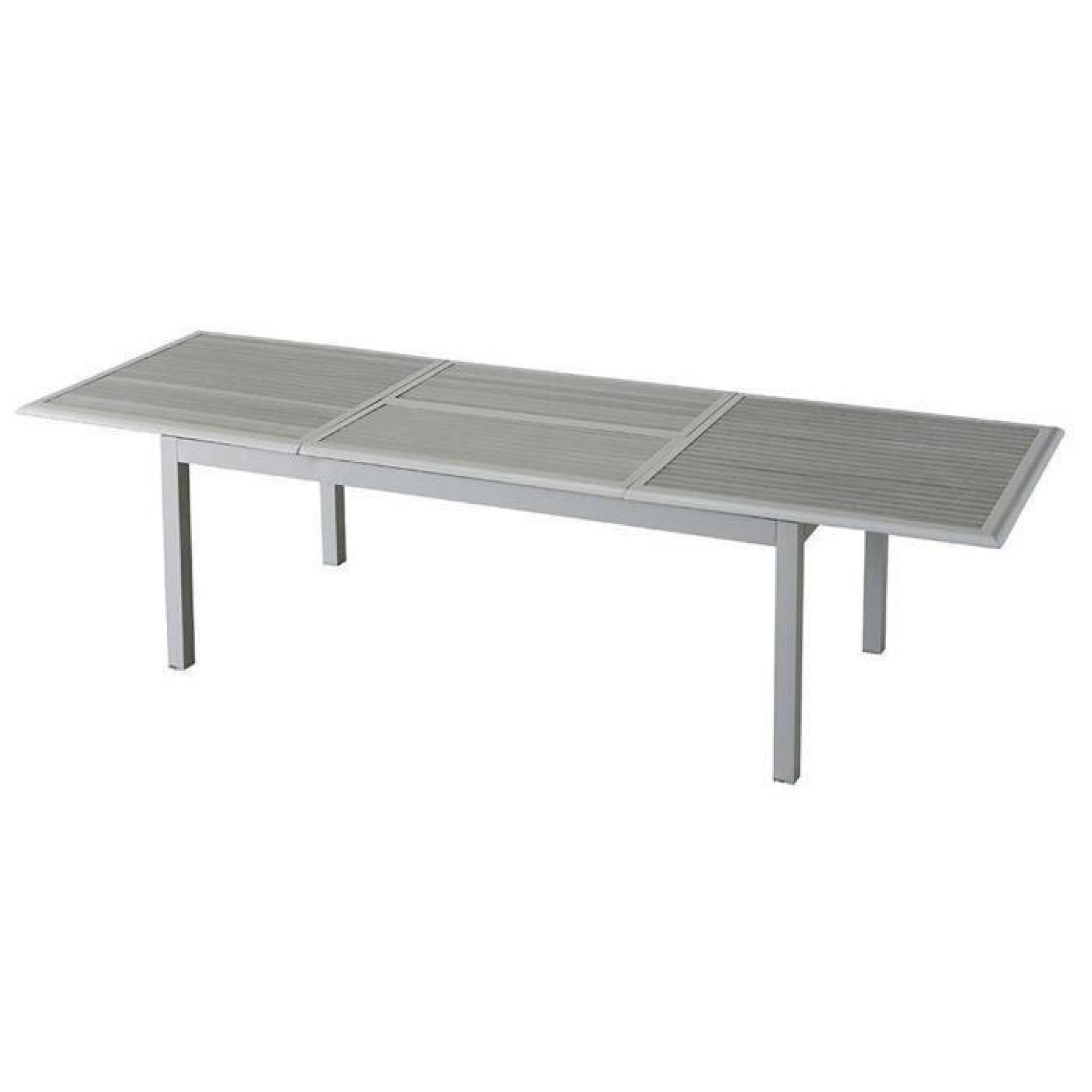 Table extensible en aluminium avec plateau à lattes - Dim : L 200/300 x P 100 x H 75 cm  pas cher
