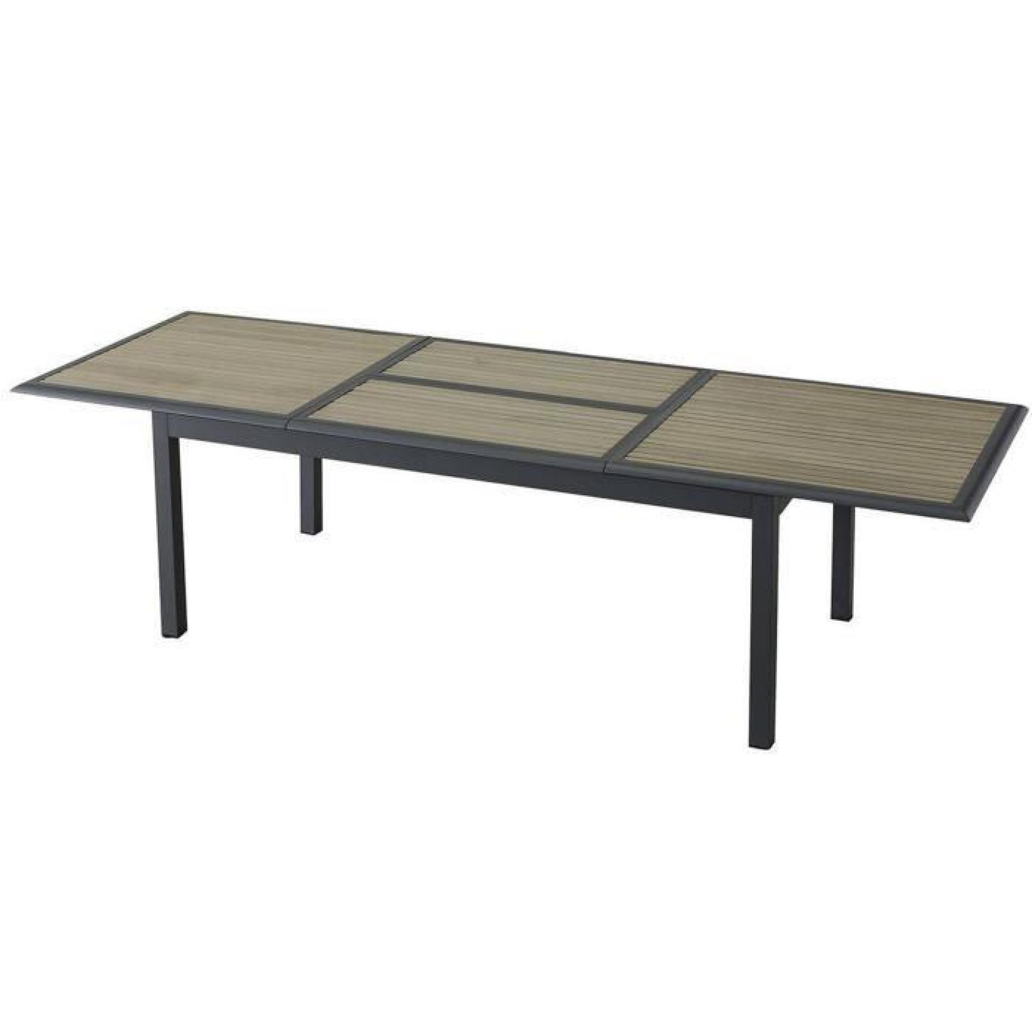 Table extensible en aluminium avec plateau taupe - Dim : L 200/300 x P 100 x H 75 cm  pas cher