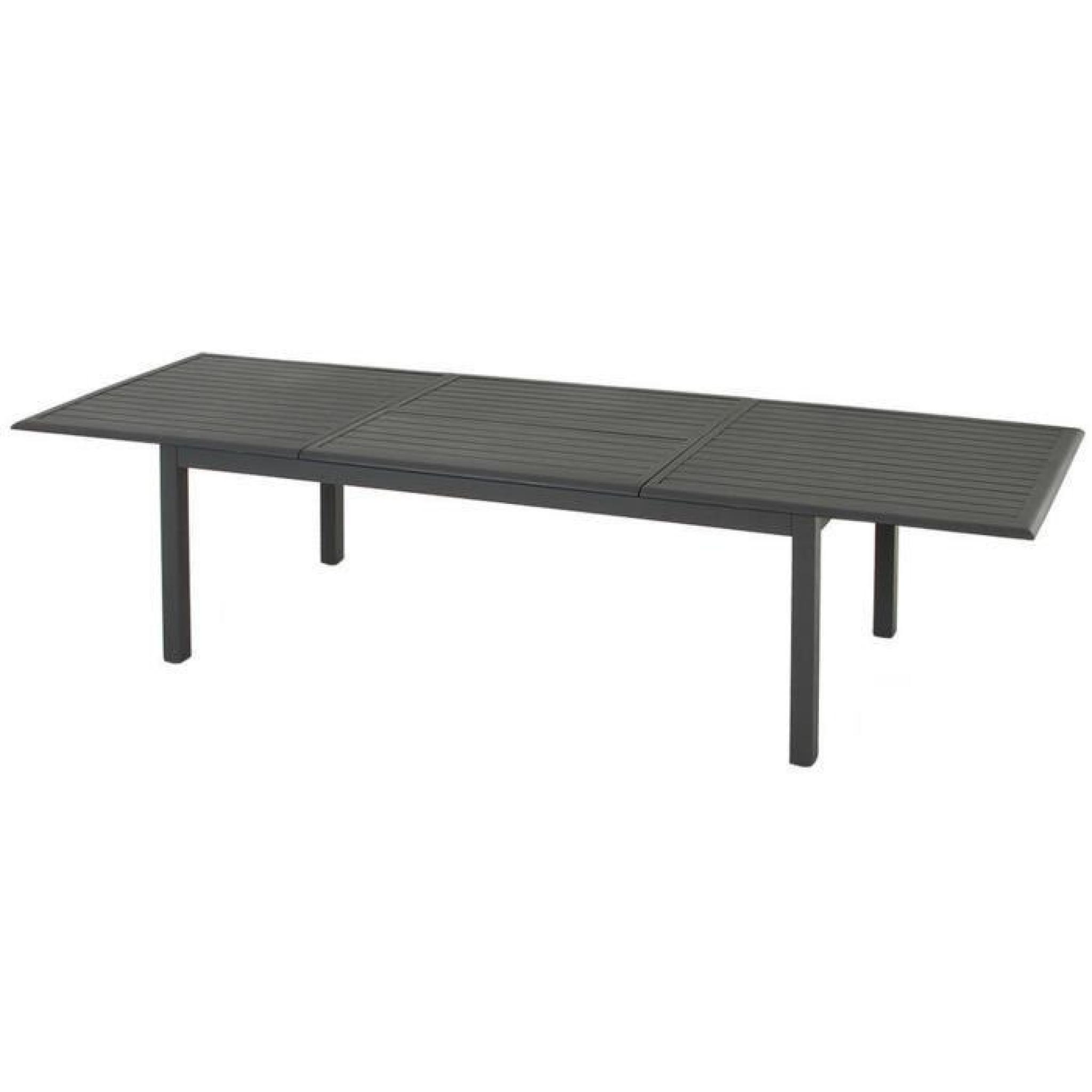 Table extensible en aluminium de couleur ardoise - Dim : L 200/300 x P 100 x H 75 cm  