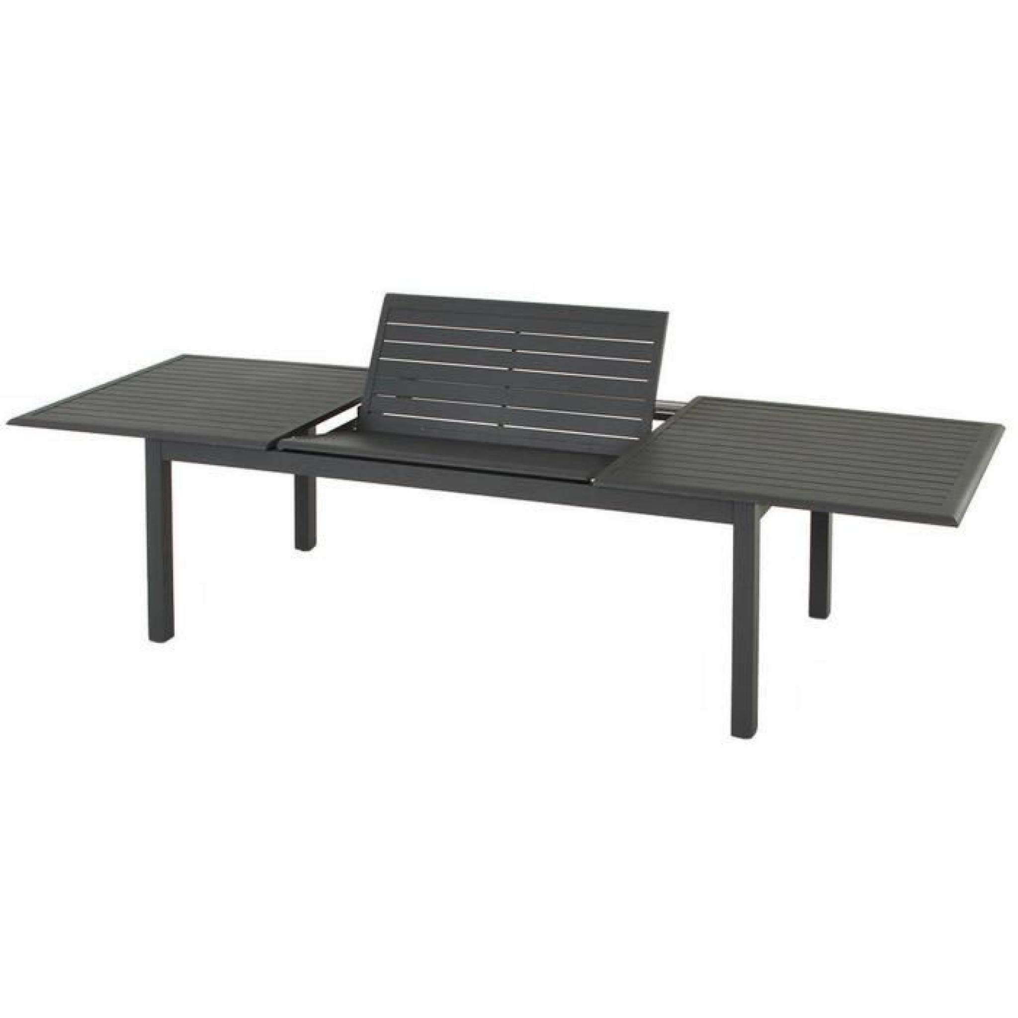 Table extensible en aluminium de couleur ardoise - Dim : L 200/300 x P 100 x H 75 cm   pas cher