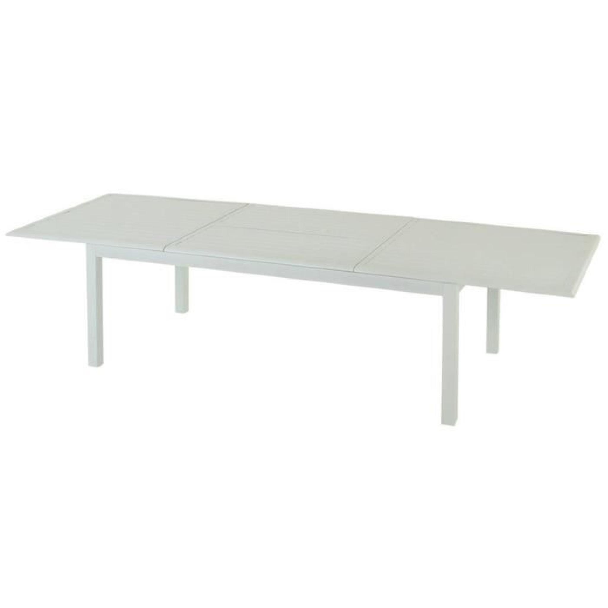 Table extensible en aluminium de couleur blanc - Dim : L 200/300 x P 100 x H 75 cm 
