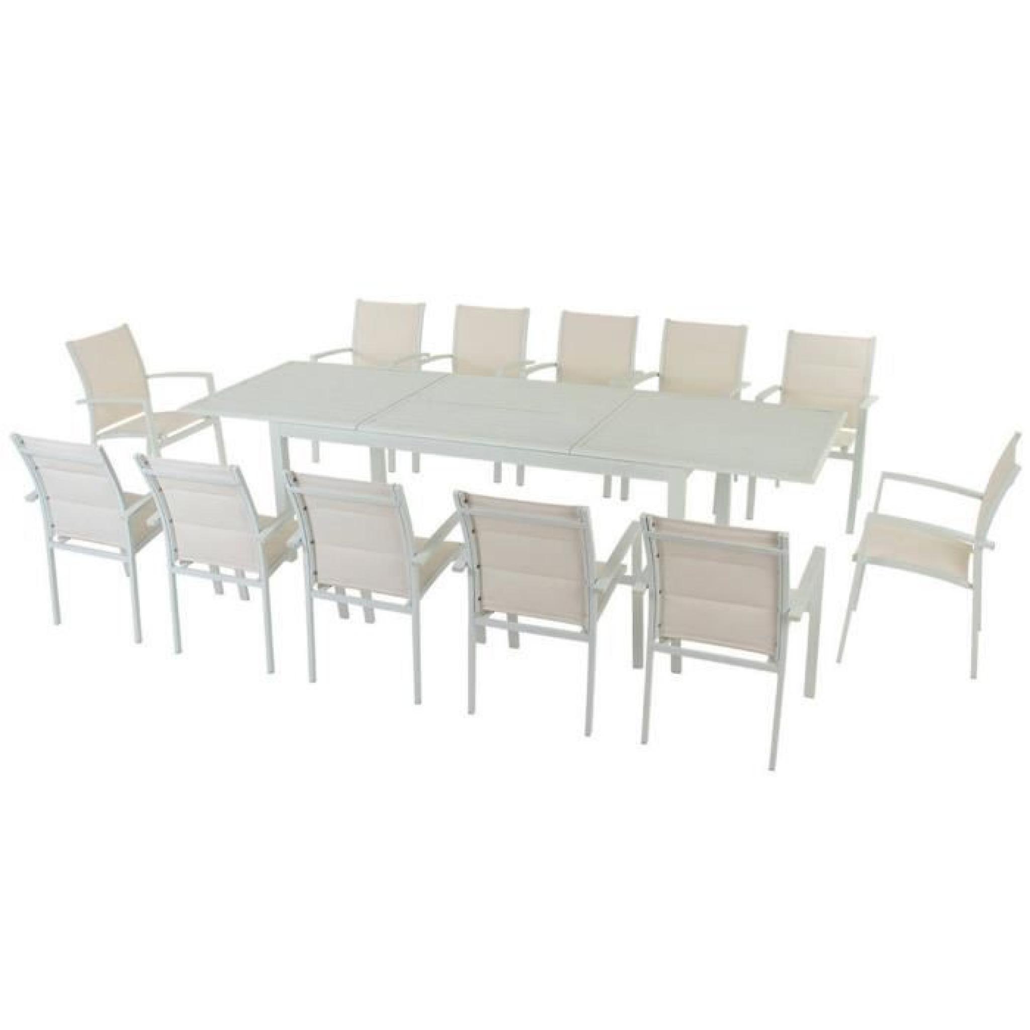 Table extensible en aluminium de couleur blanc - Dim : L 200/300 x P 100 x H 75 cm  pas cher