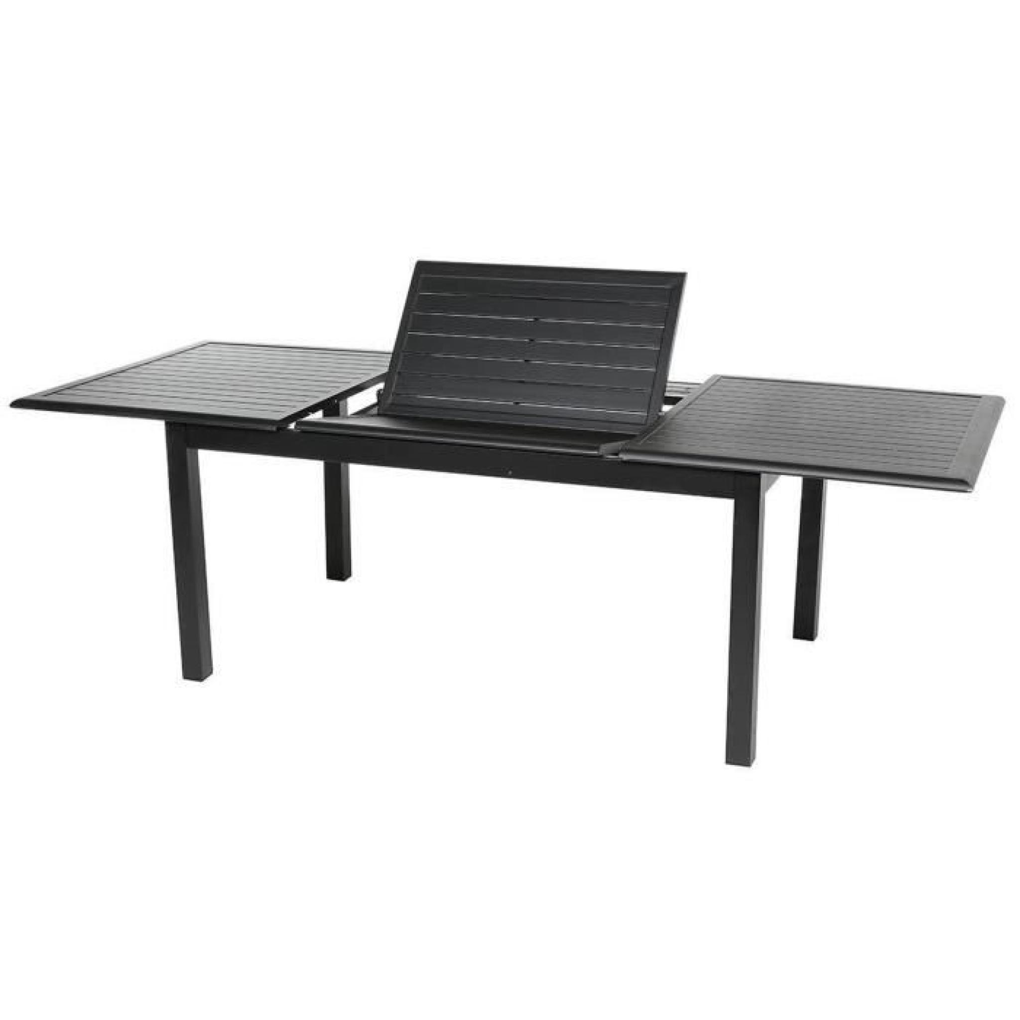 Table extensible en aluminium de couleur noire - Dim : L 160/240 x P 100 x H 75 cm   pas cher