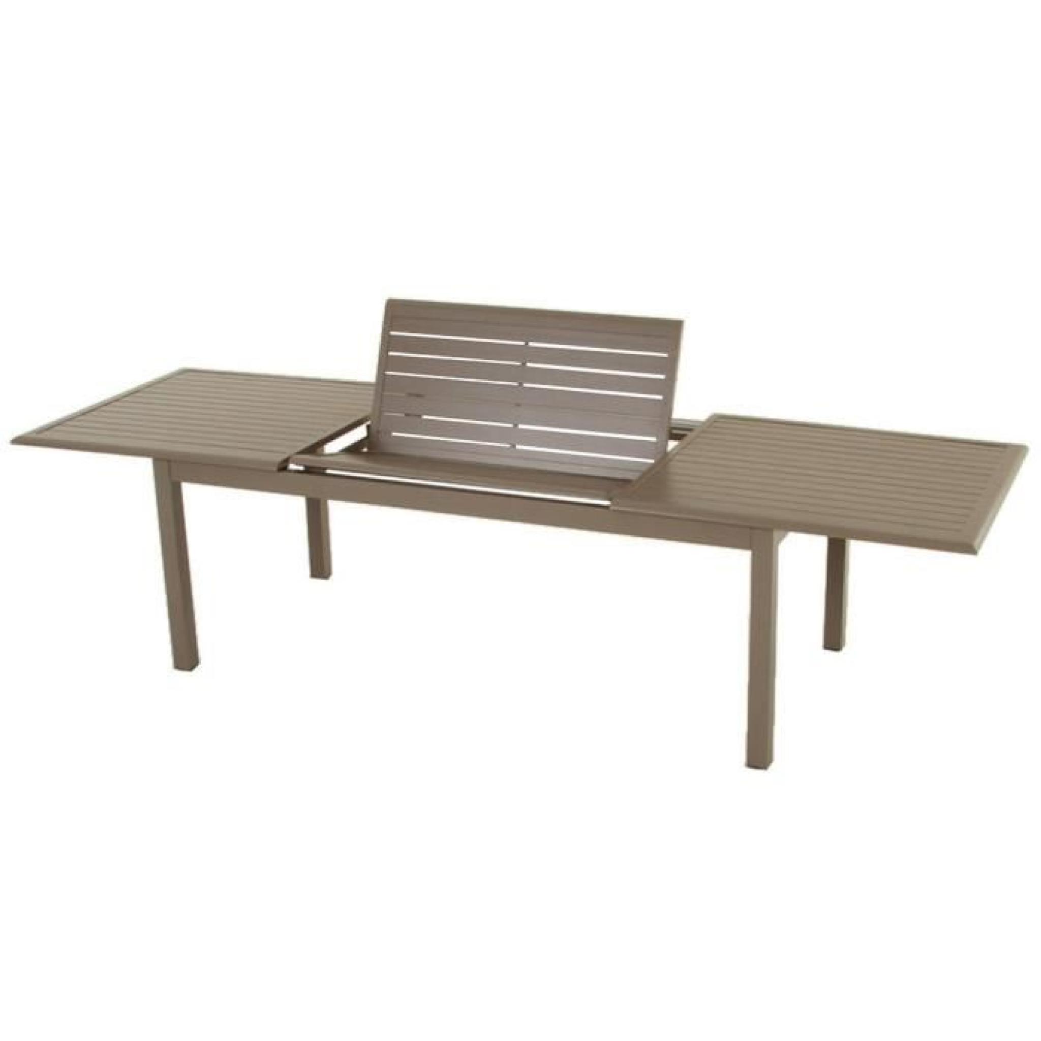 Table extensible en aluminium de couleur taupe- Dim : L 200/300 x P 100 x H 75 cm  pas cher
