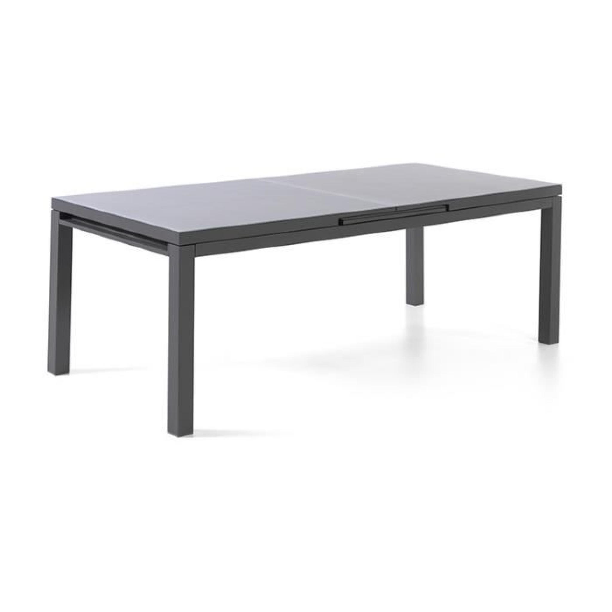 Table extensible en alumminum et verre 220/280 x 100 cm Asco Gris pas cher