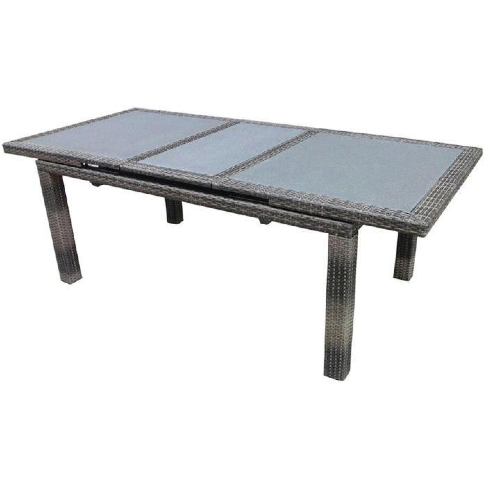 Table extensible en Tressage Wicker plat 7mm coloris havane - Dim : H 77 x L 170-220 x P 100 cm