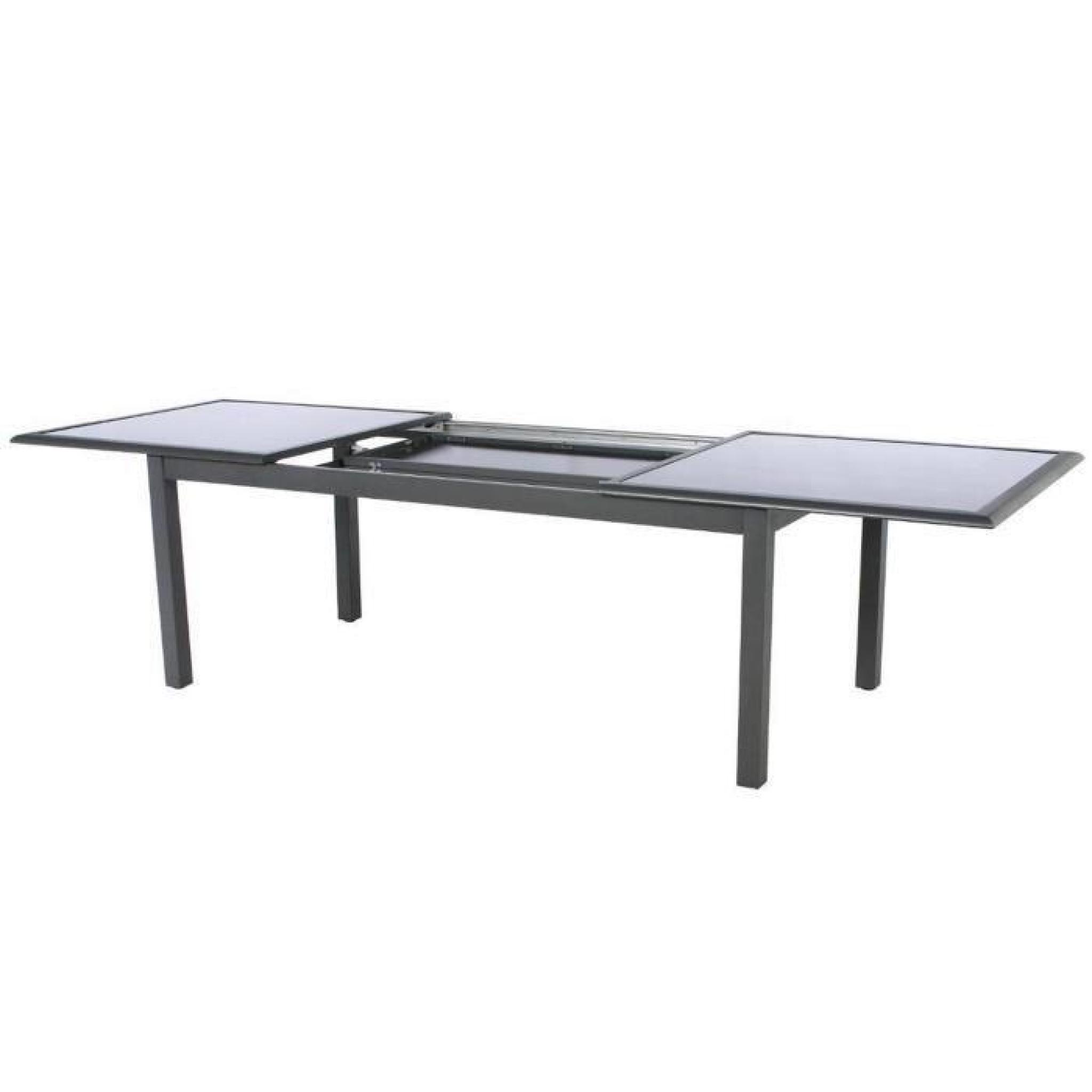 Table extensible rectangulaire en aluminium coloris taupe mastic - Dim : L 300/200 x P 100 x H 75cm  pas cher