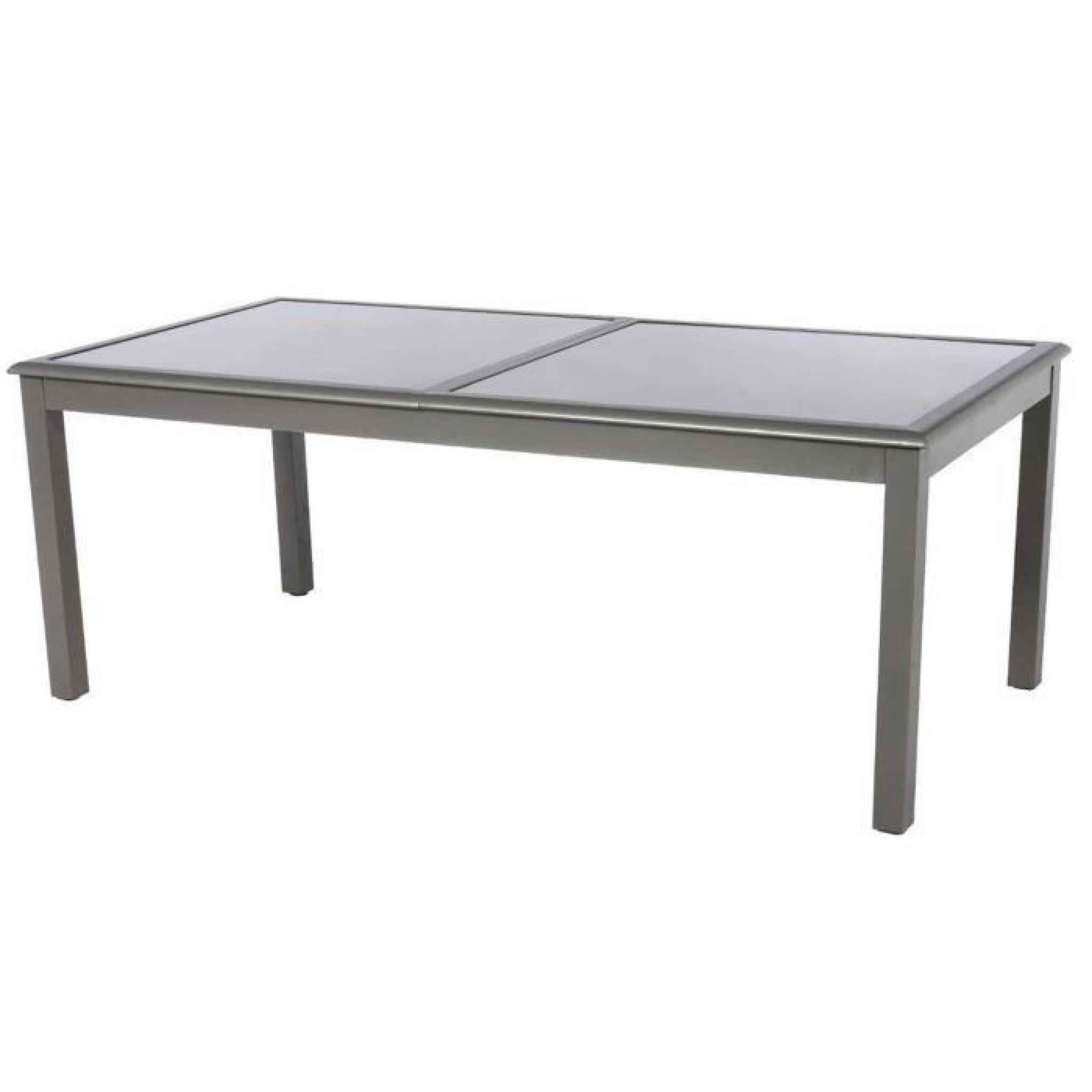 Table extensible rectangulaire en aluminium coloris taupe mastic - Dim : L 300/200 x P 100 x H 75cm  pas cher