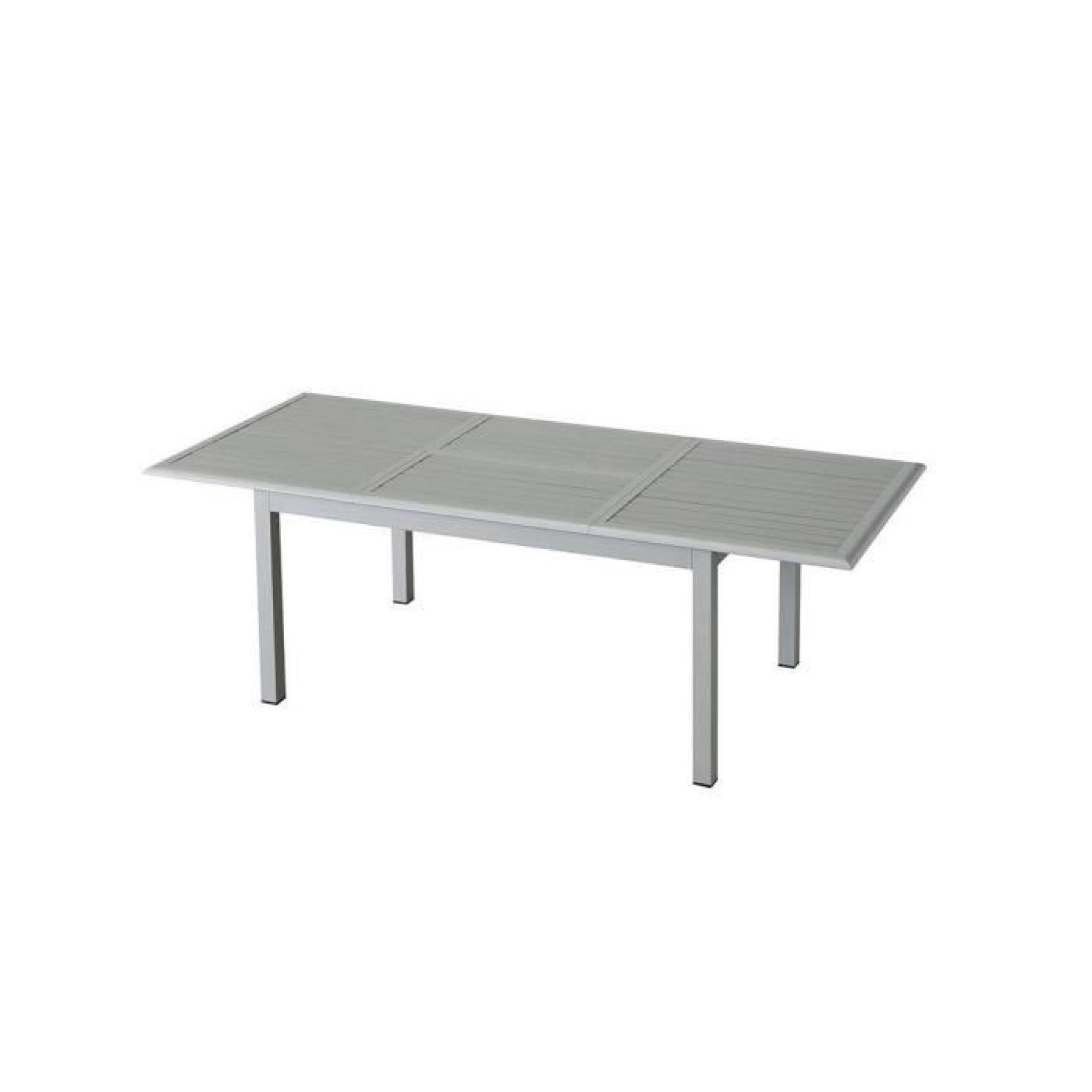 Table extensible rectangulaire en aluminium Silver mat - Dim : L 160/240 x P 100 x H 75cm 