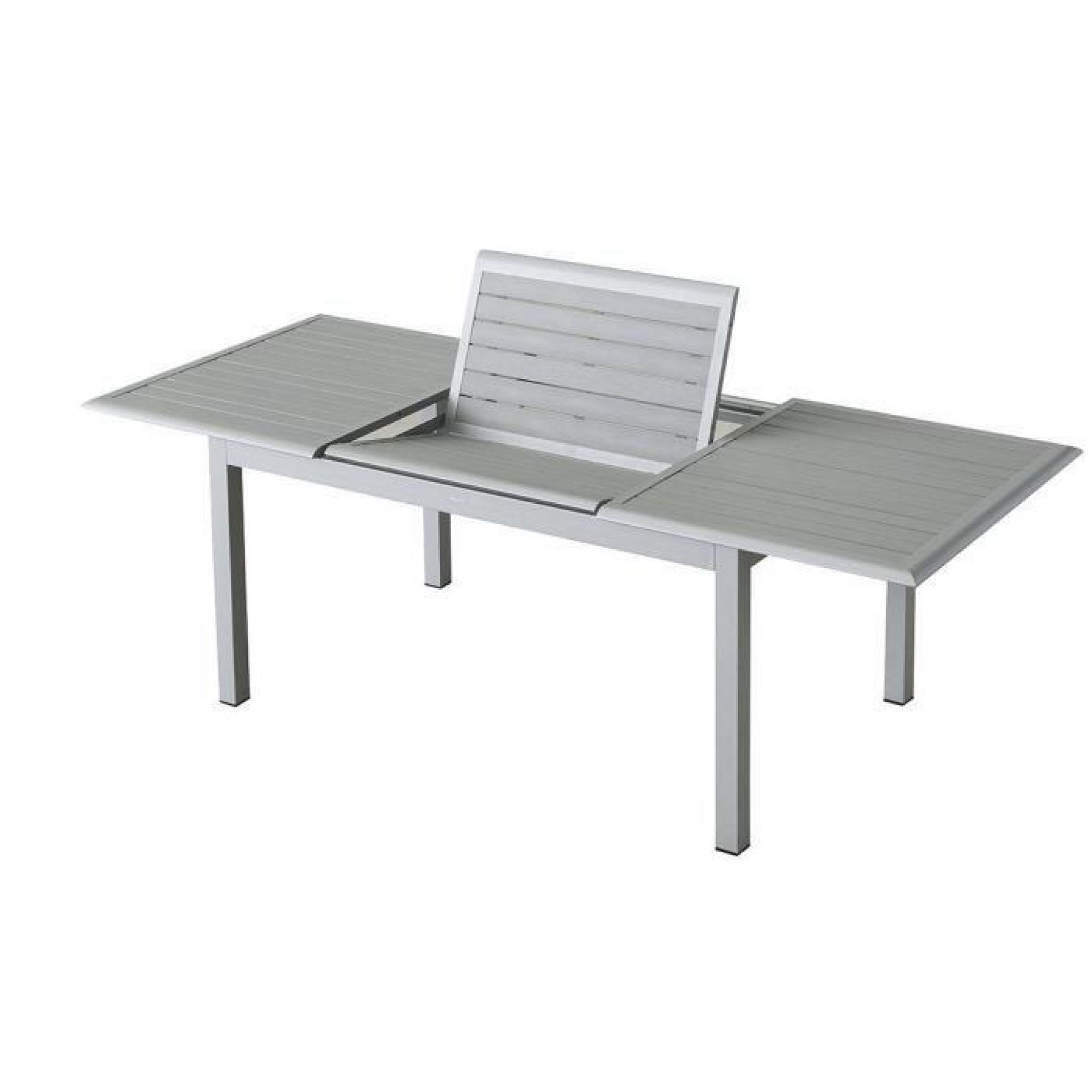 Table extensible rectangulaire en aluminium Silver mat - Dim : L 160/240 x P 100 x H 75cm  pas cher