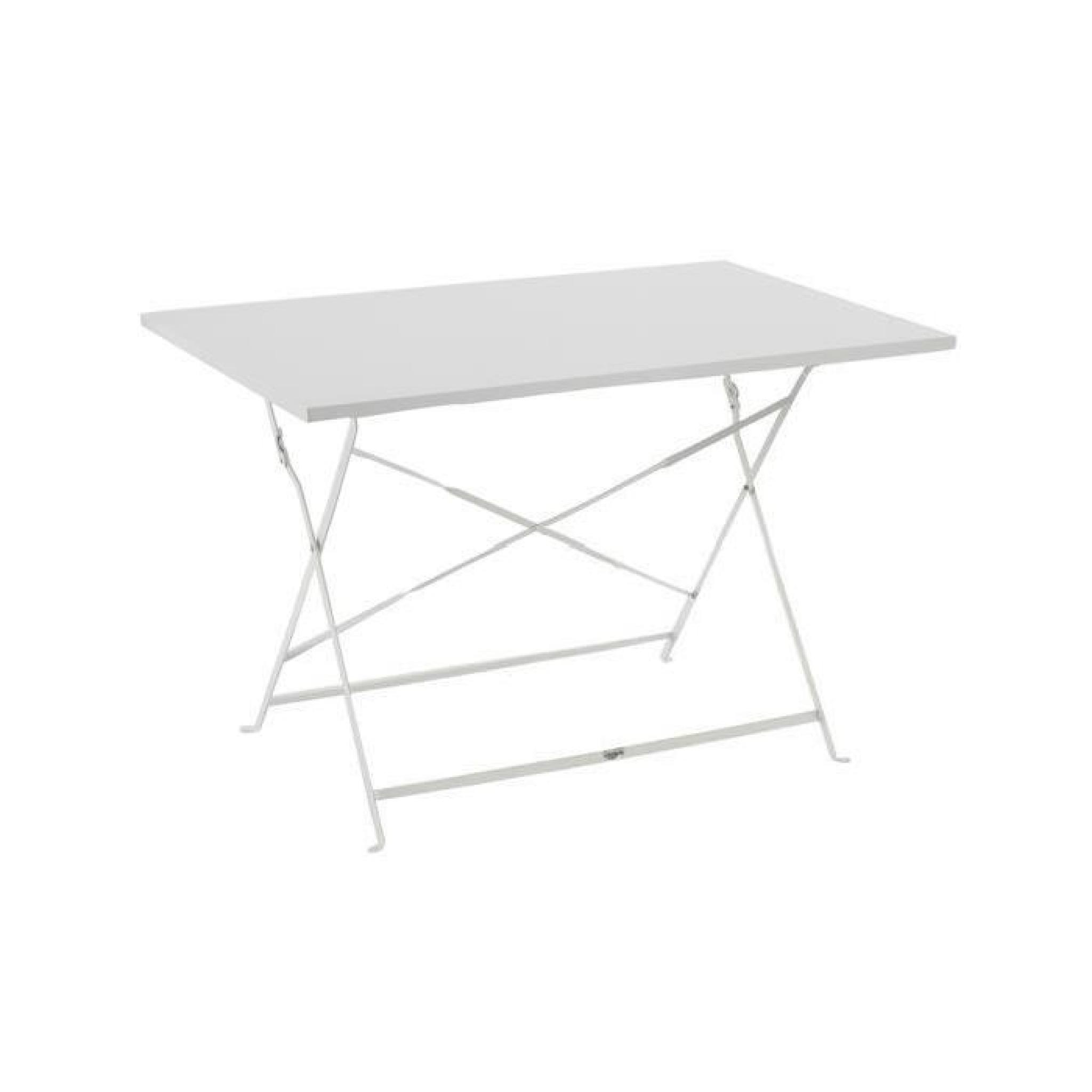 Table Julia rectangle Blanche en acier 4 places, 110 x 70 x 71 cm