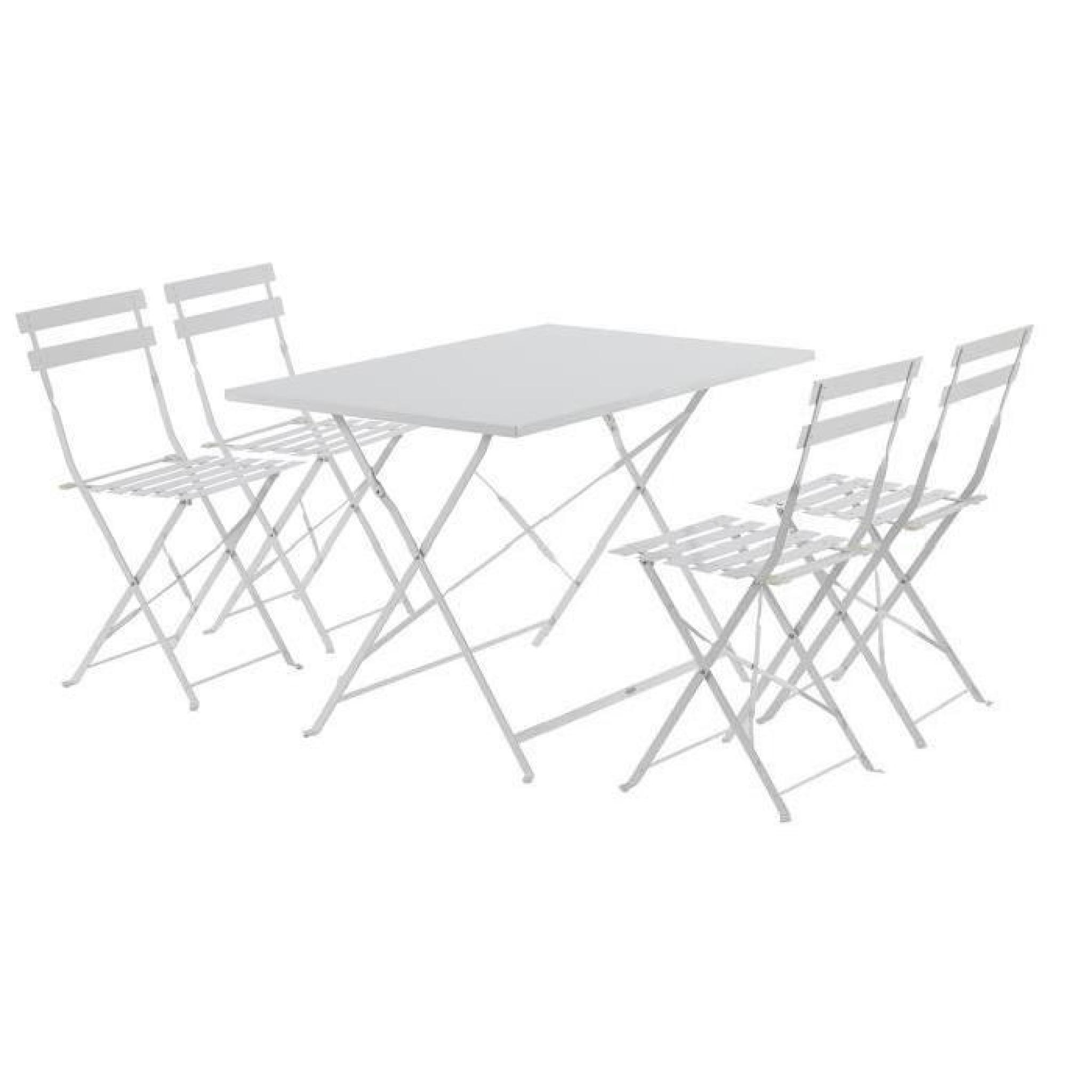 Table Julia rectangle Blanche en acier 4 places, 110 x 70 x 71 cm pas cher