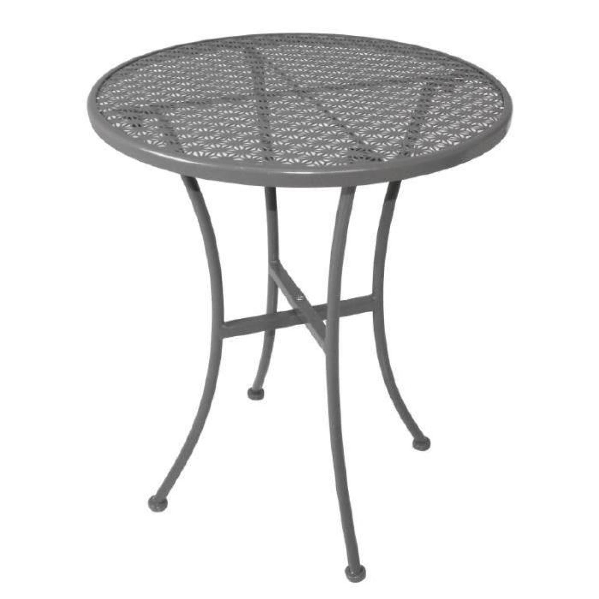 Table moderne en acier de forme ronde coloris gris
