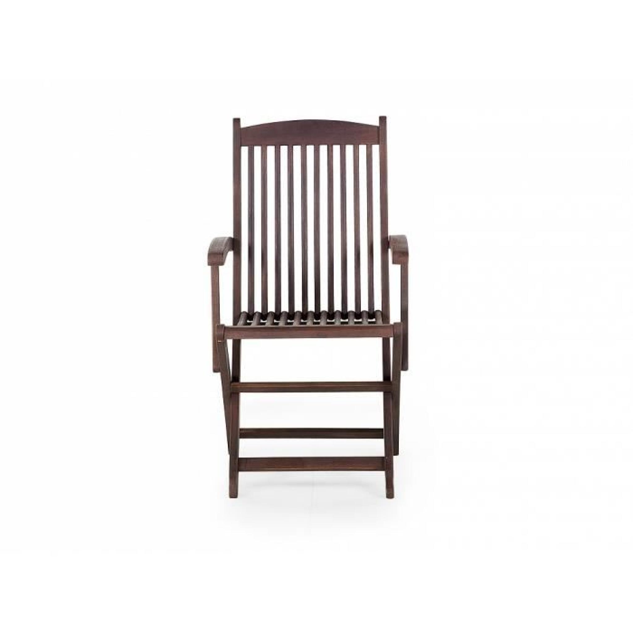 Table ovale et 6 chaises de jardin en bois teinté - Maui pas cher