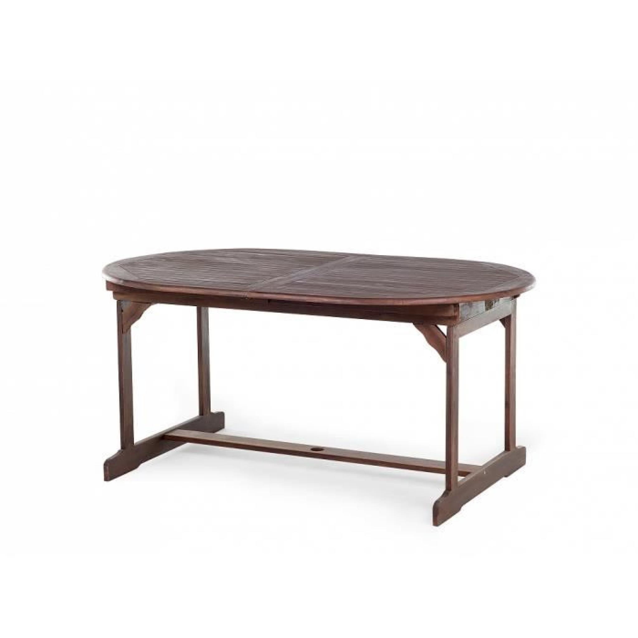 Table ovale et 6 chaises de jardin en en bois teinté - coussins beiges - Maui pas cher