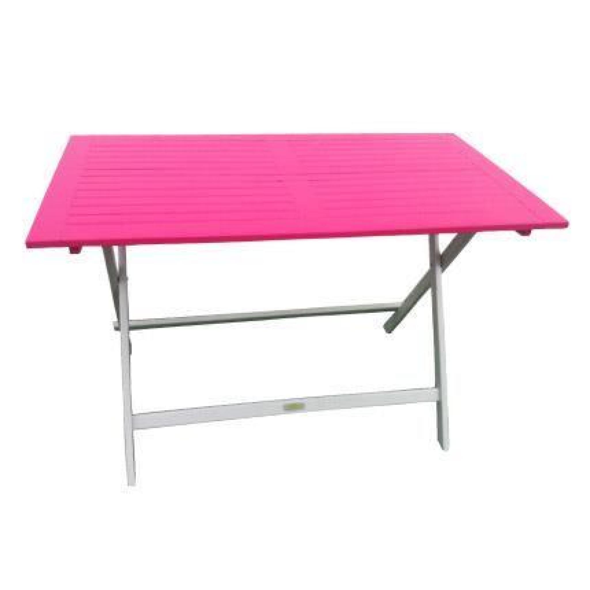 Table pliante 113x65x74 en acacia coloris fushia