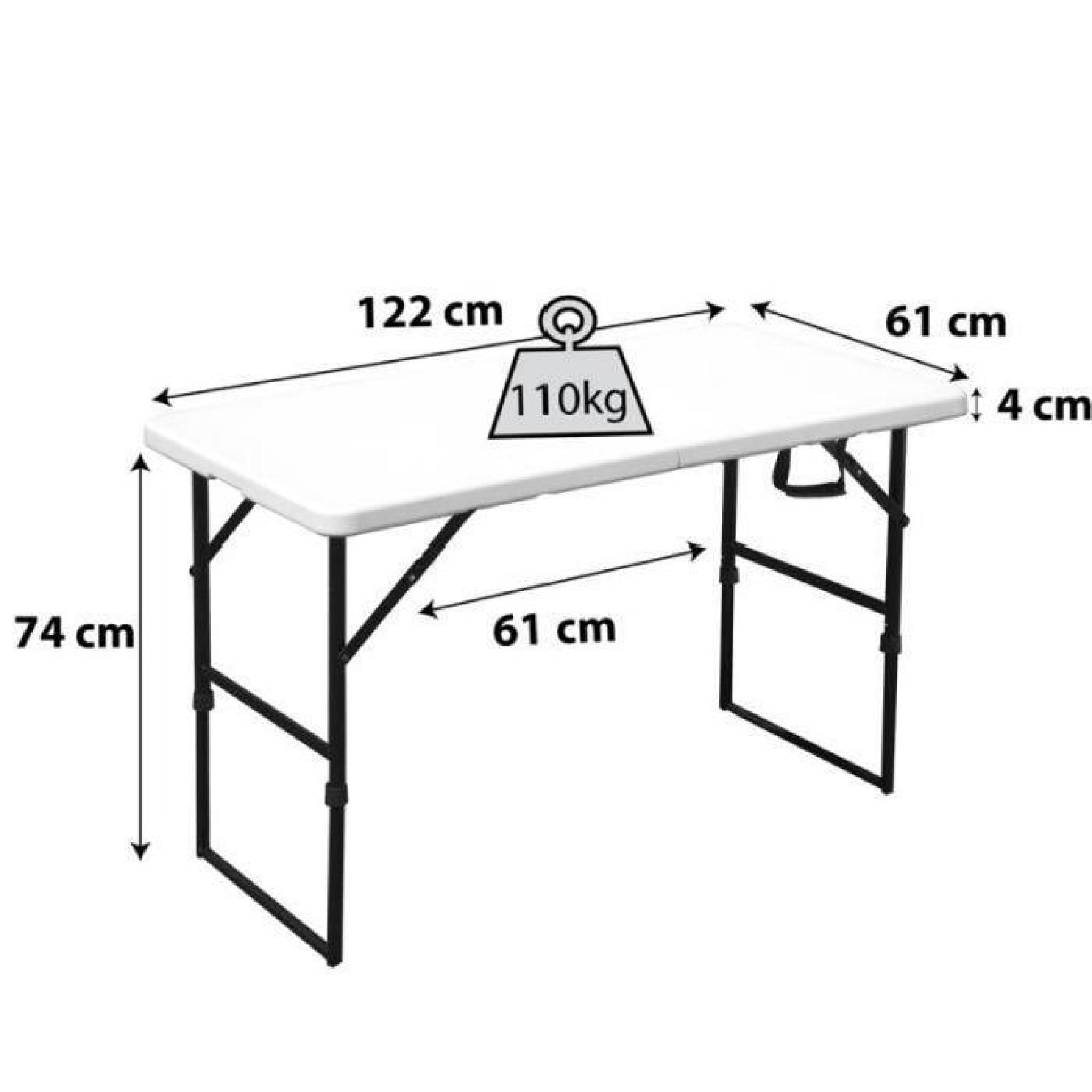 Table pliante portable camping 122 cm pas cher