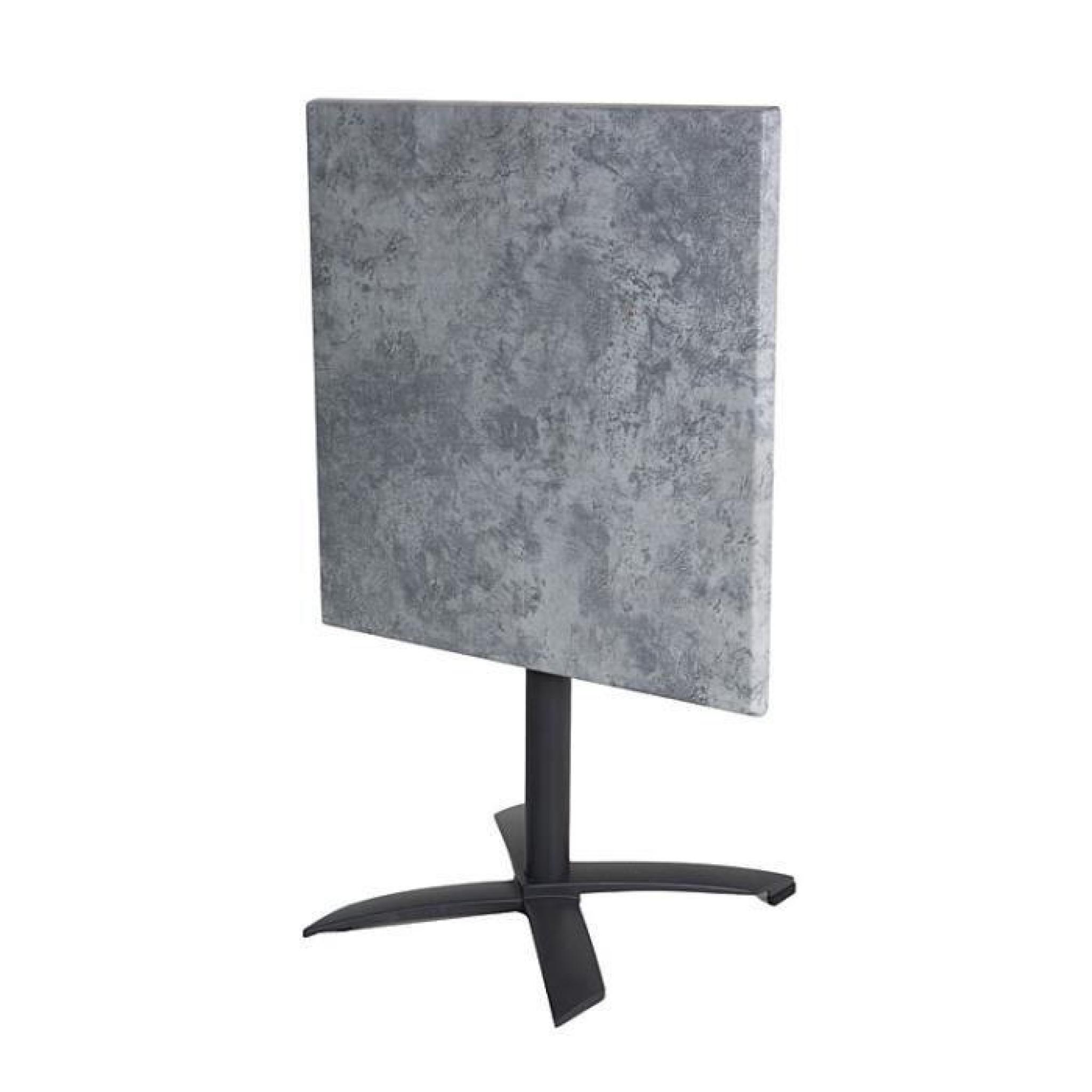 Table pliante carrée en alu aspect béton 70 x 70 cm Oglio Gris Béton pas cher