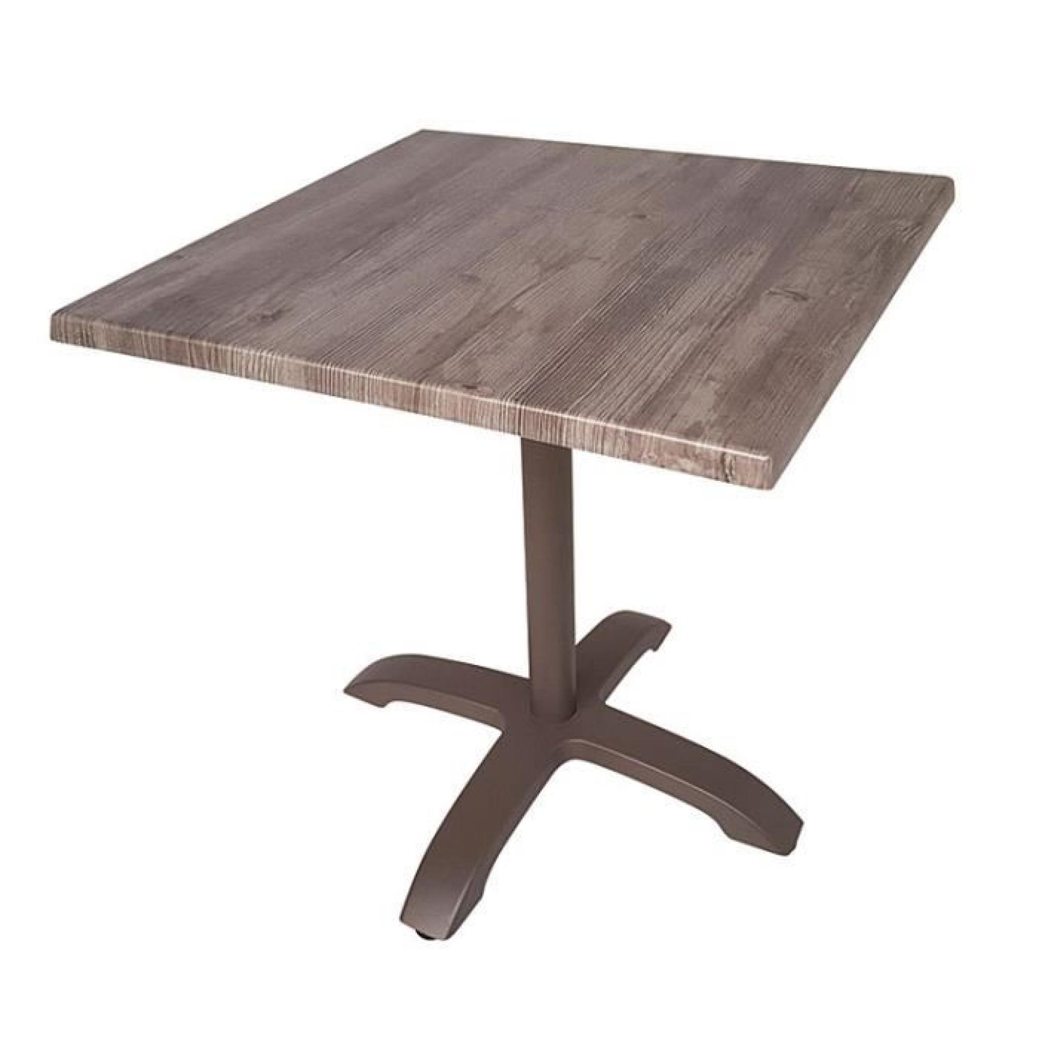 Table pliante carrée en alu aspect chêne 70 x 70 cm Oglio Marron Clair