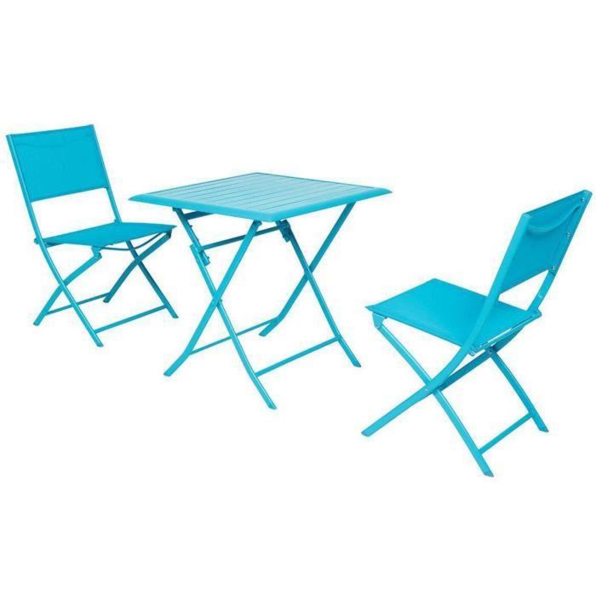 Table pliante carrée en Aluminium coloris lagon- Dim : L71cm x P71cm x H71cm  pas cher