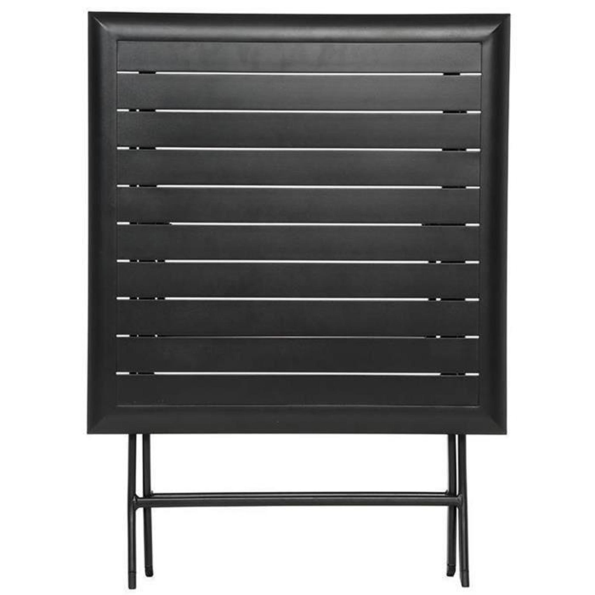 Table pliante carrée en Aluminium coloris noir - Dim : L71cm x P71cm x H71cm  pas cher
