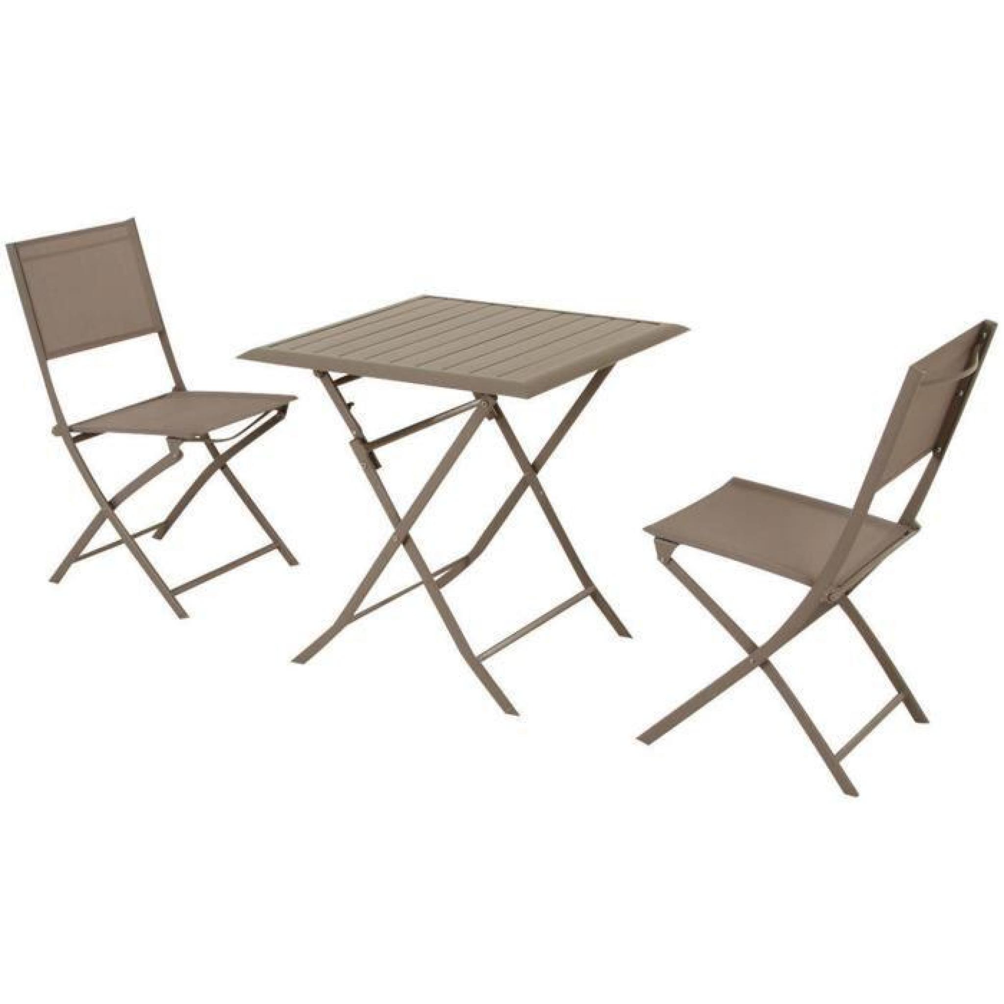 Table pliante carrée en Aluminium coloris taupe - Dim : L71cm x P71cm x H71cm  pas cher
