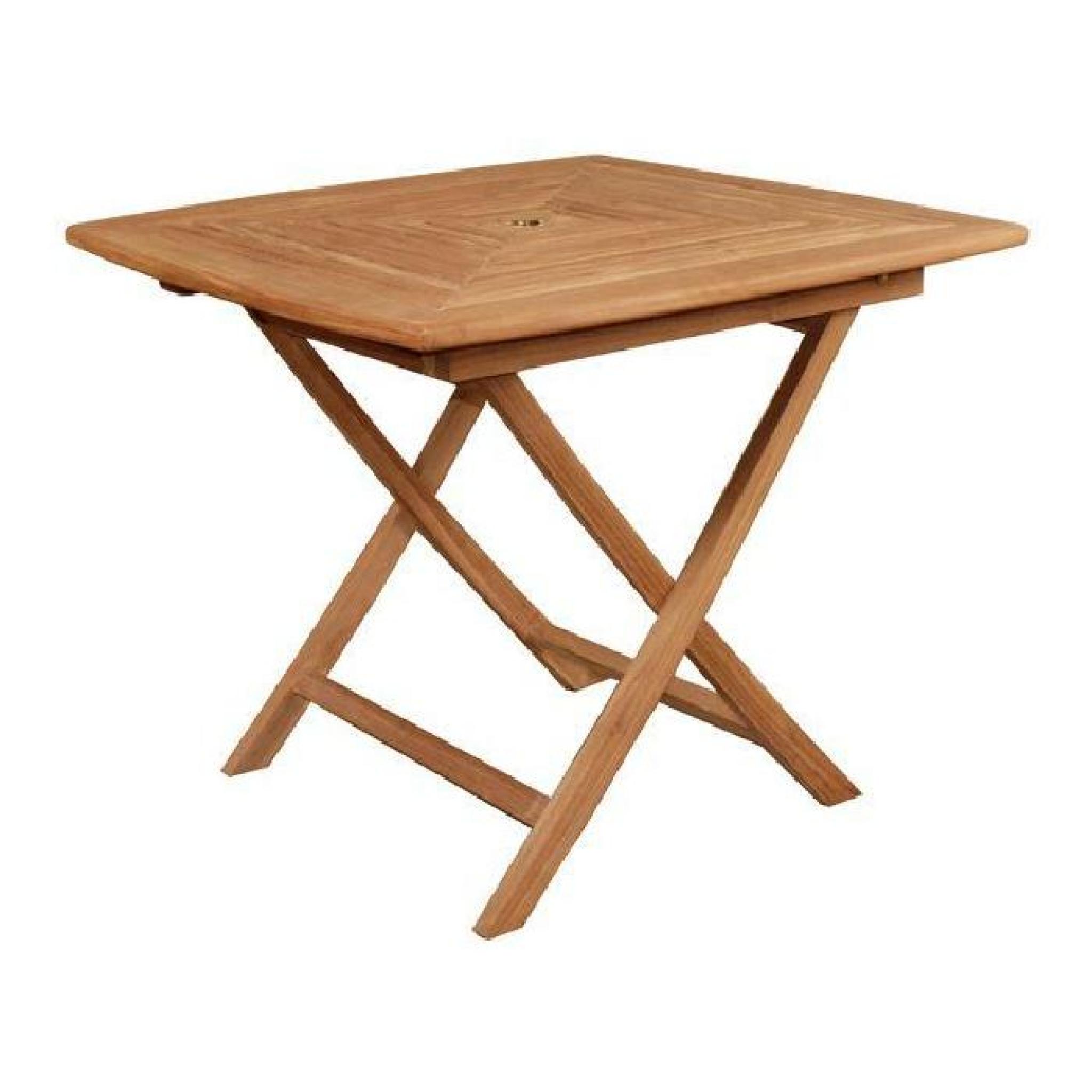 Table pliante carrée en teck Ecograde cardif 90 x 90 cm