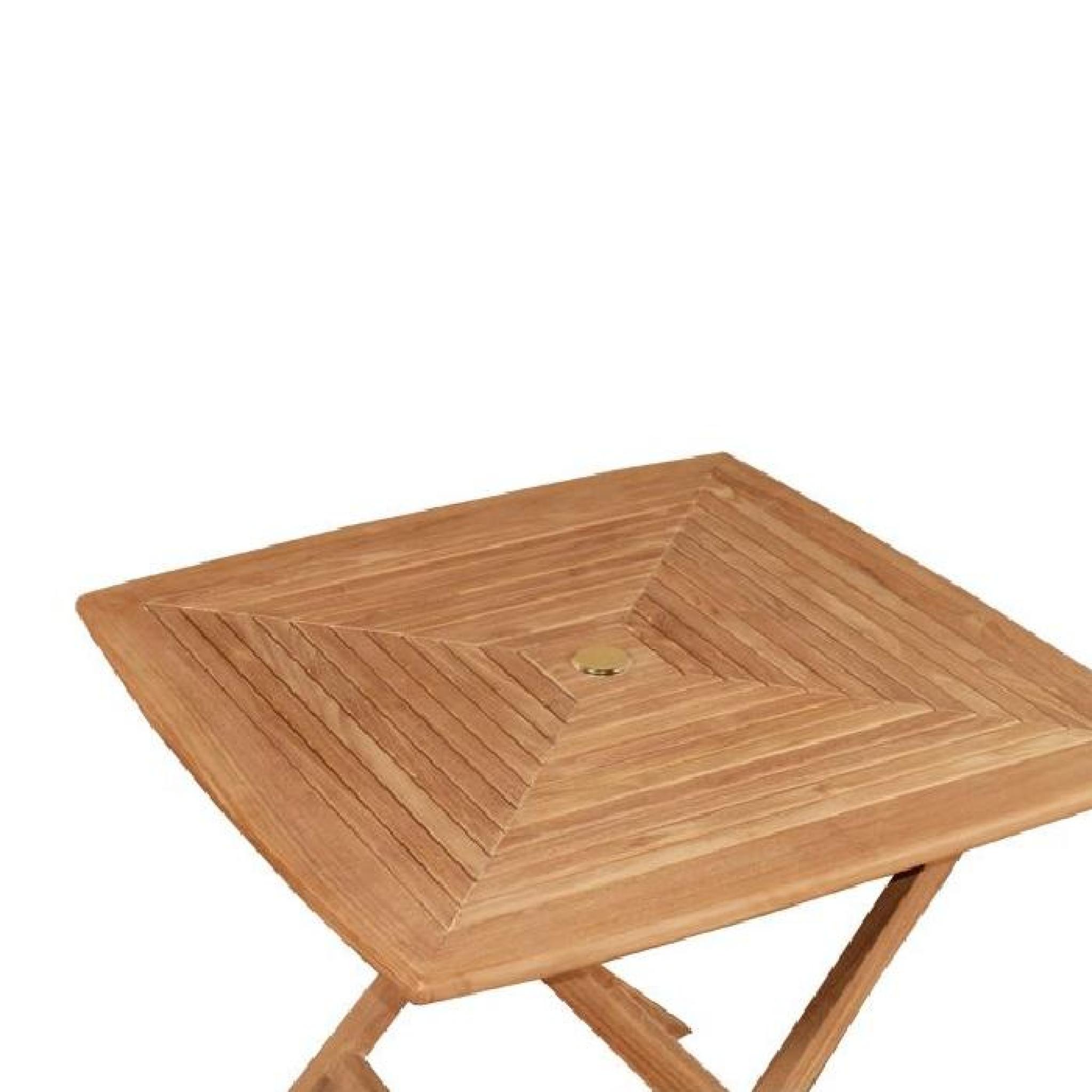 Table pliante carrée en teck Ecograde cardif 90 x 90 cm pas cher