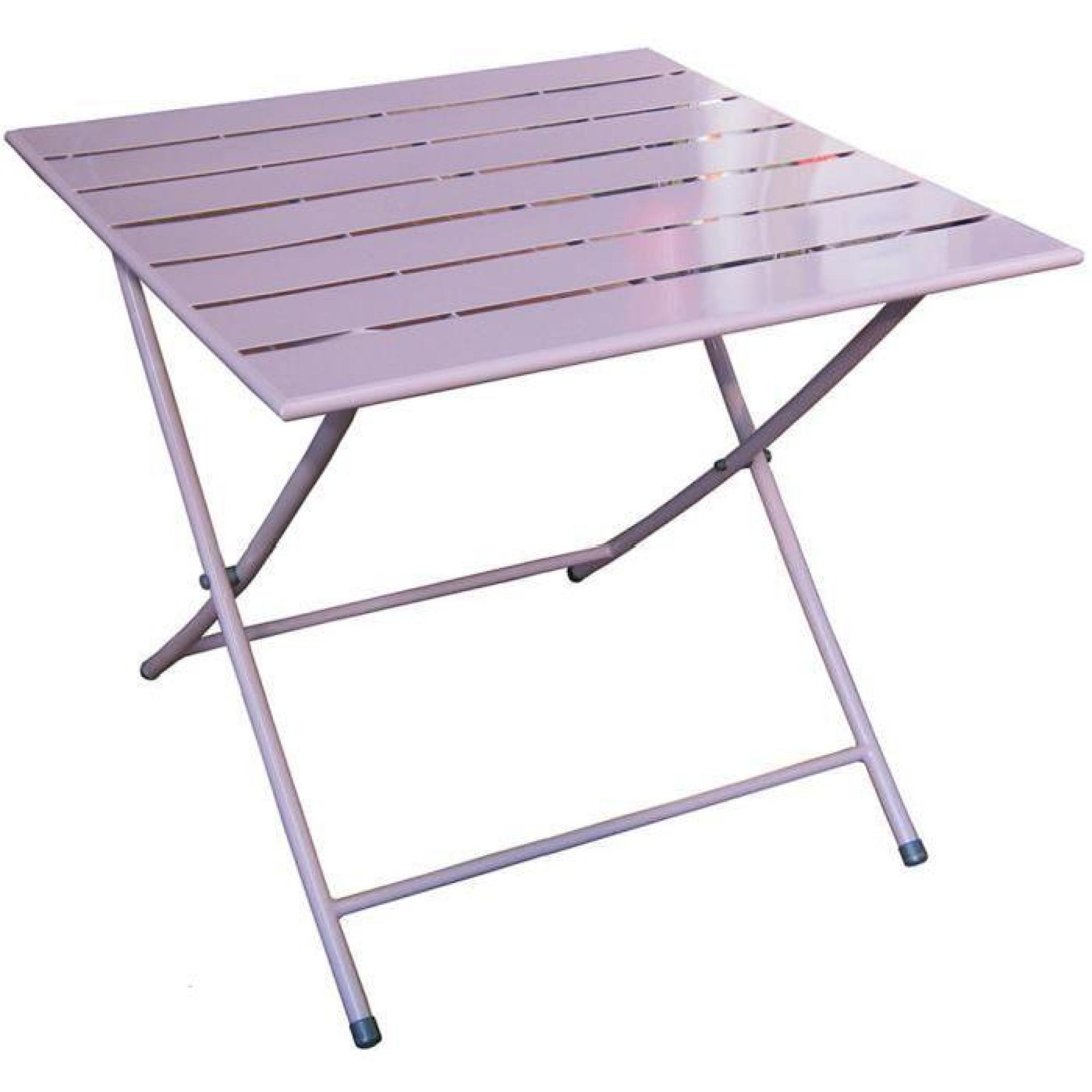 Table pliante de jardin en fer coloris lavande - Dim : H 71 x L 80 x P 80 cm