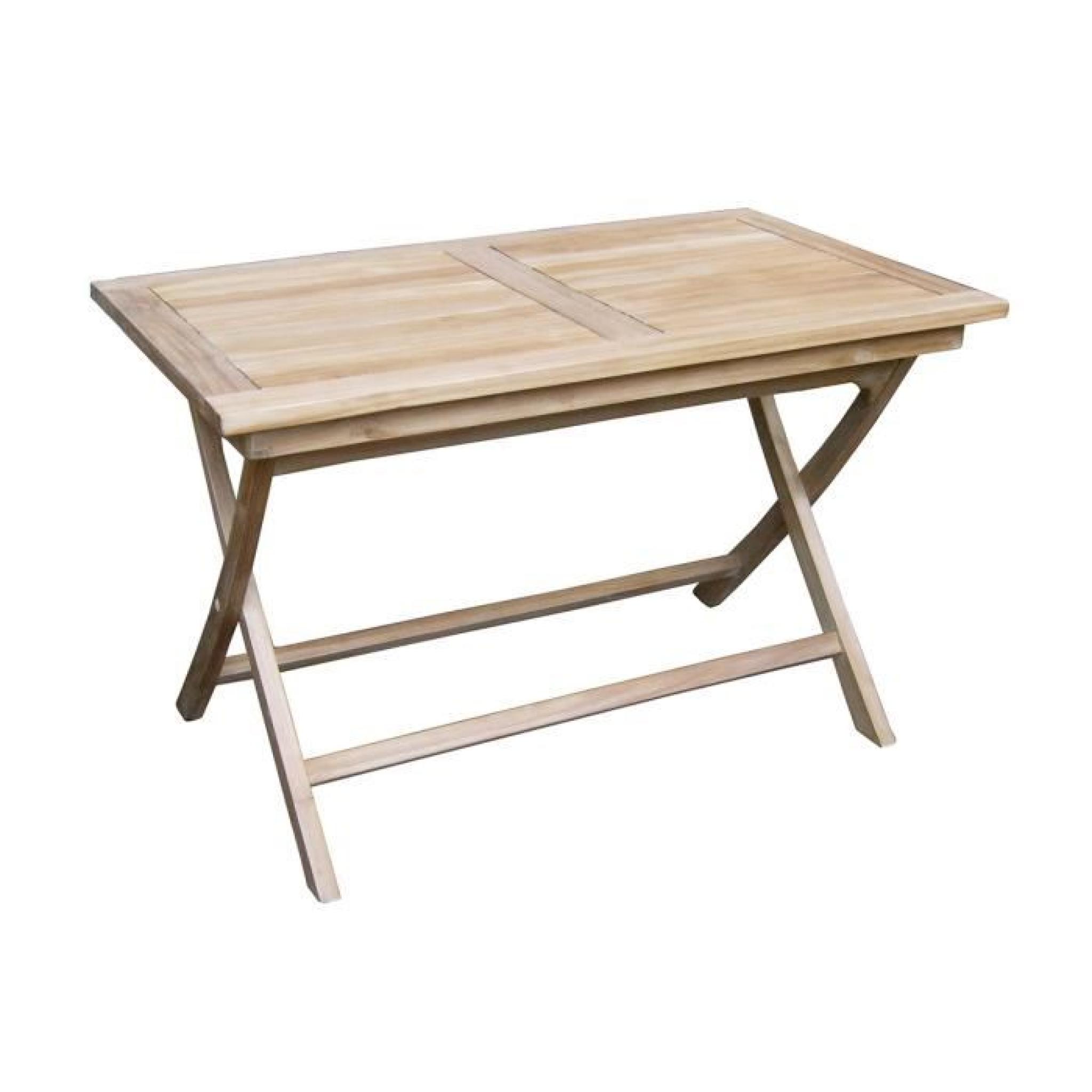 Table pliante pour jardin en bois teck, coloris naturel - Dim : 75 x 120 x 70 cm
