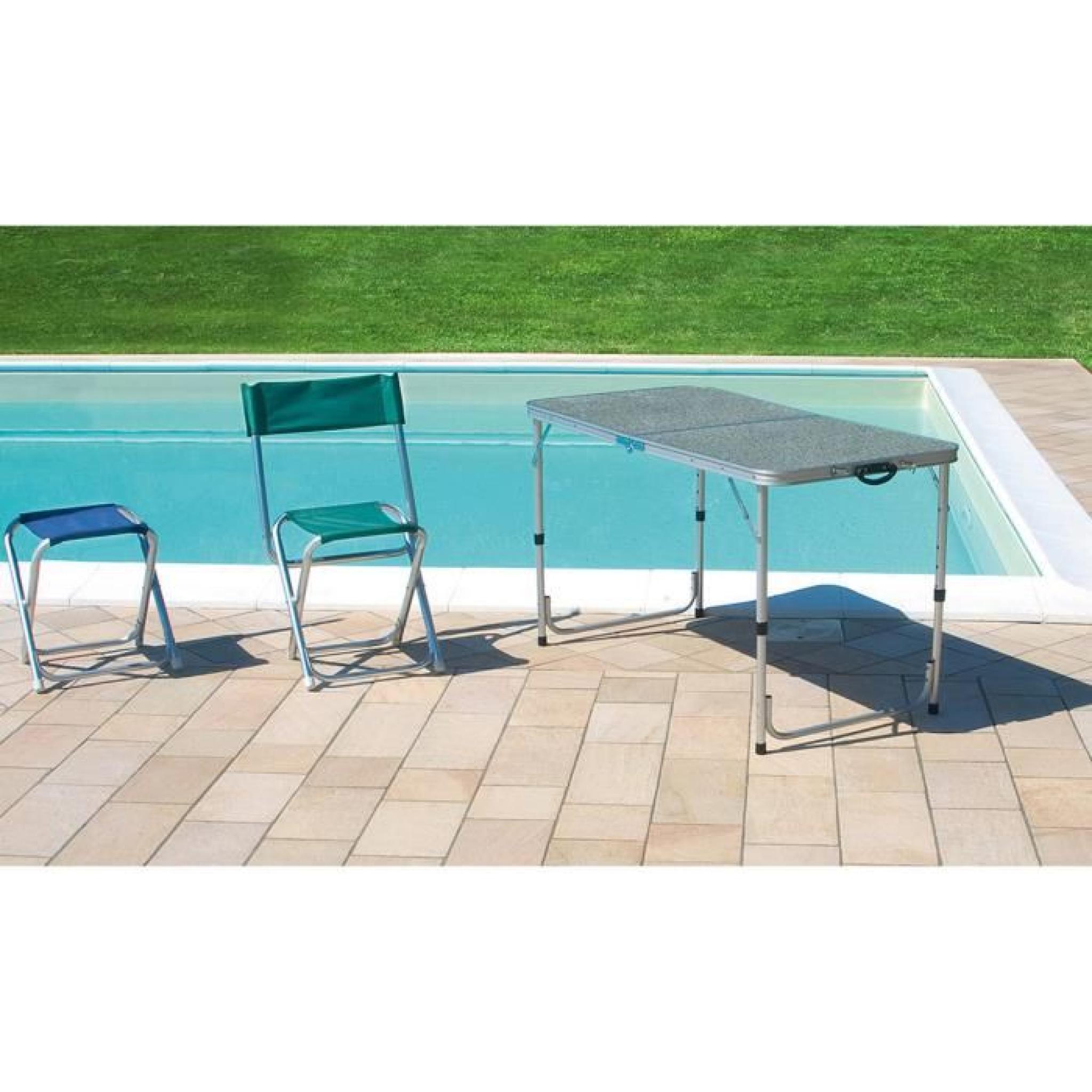 Table pliante rectangulaire en aluminium avec plateau en formica - Dim : H 74 x L 120 x P 90 cm pas cher