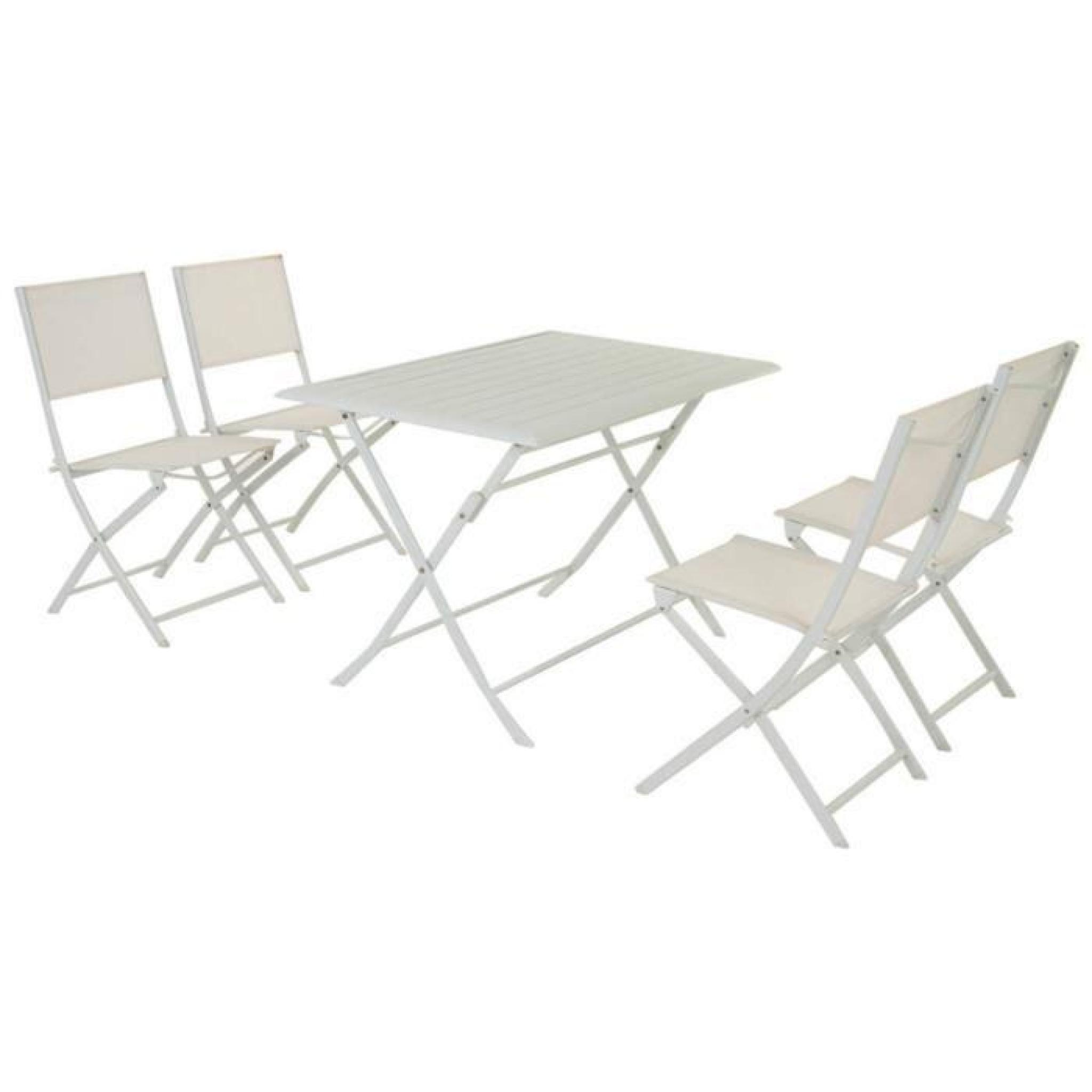 Table pliante rectangulaire en aluminium coloris blanc - Dim : L 110 x P 71 x H 71 cm  pas cher