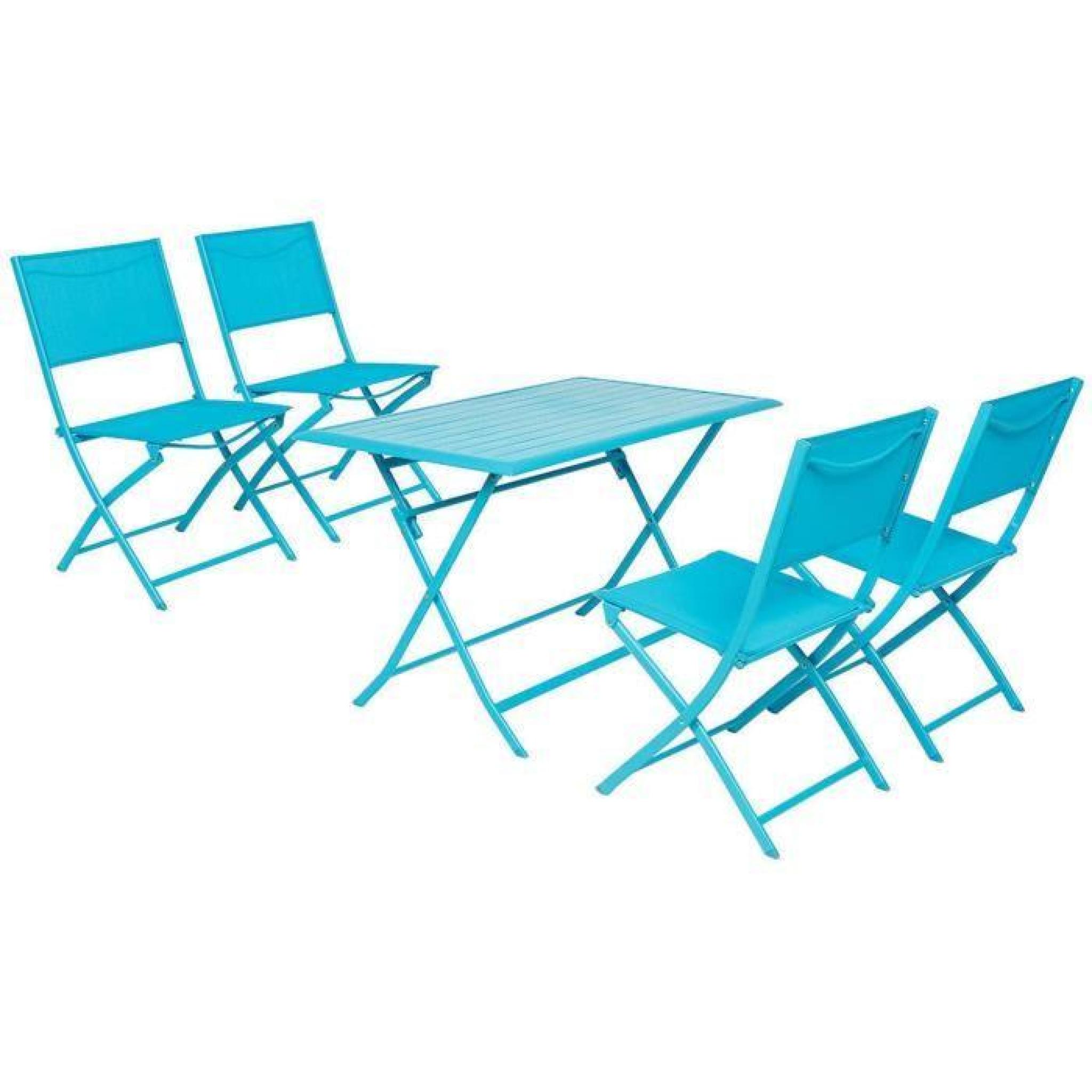 Table pliante rectangulaire en Aluminium coloris lagon - Dim : L 150 x P 80 x H 71 cm  pas cher