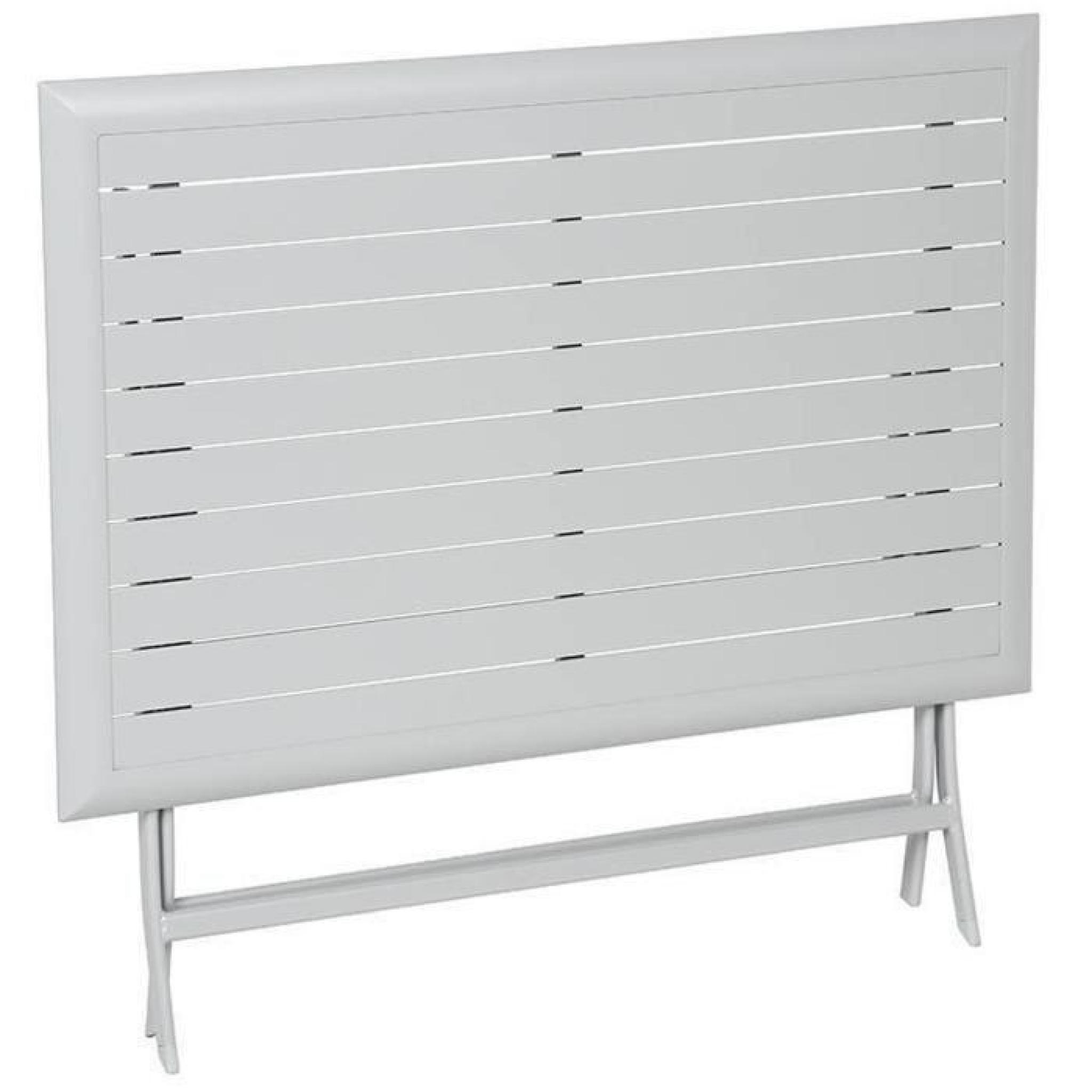 Table pliante rectangulaire en Aluminium coloris silver mat - Dim : L 110 x P 71 x H 71 cm  pas cher