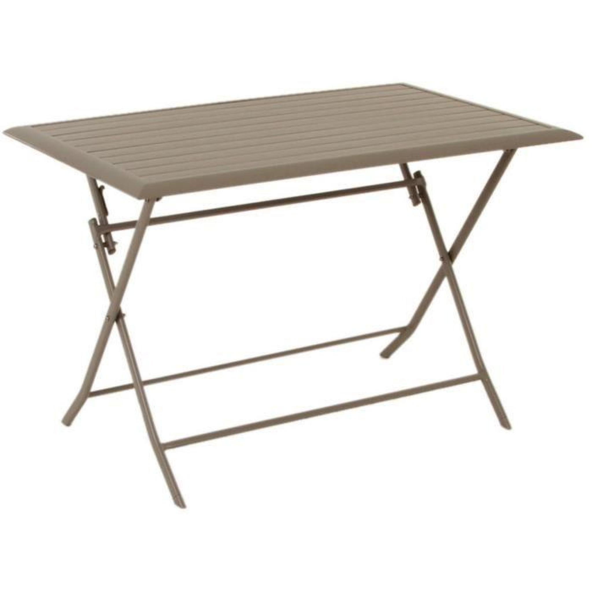 Table pliante rectangulaire en aluminium coloris taupe - Dim : L 150 x P 80 x H 71 cm 