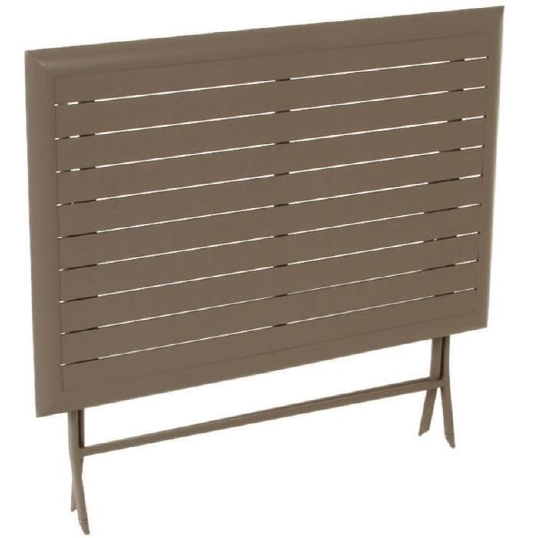 Table pliante rectangulaire en aluminium coloris taupe - Dim : L 150 x P 80 x H 71 cm  pas cher