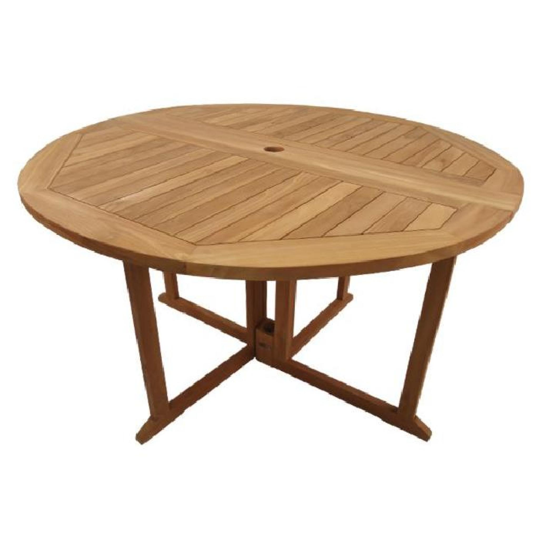Table pliante ronde en teck Ecograde Domingue ø 120 cm pas cher