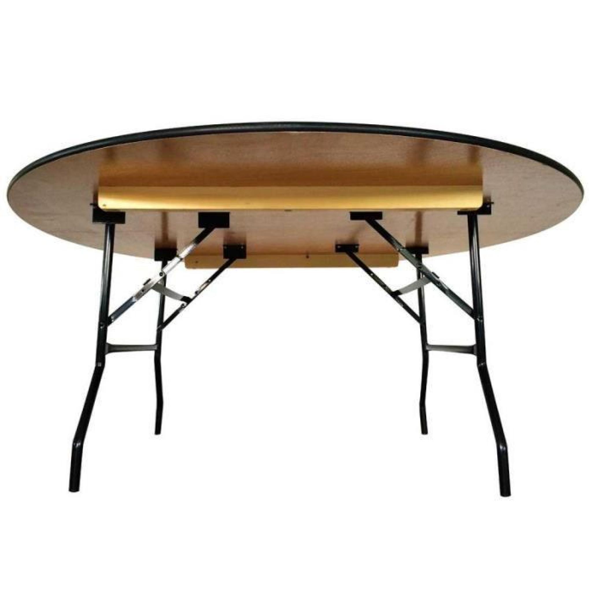 Table pliante ronde en bois 170 cm jardin pas cher