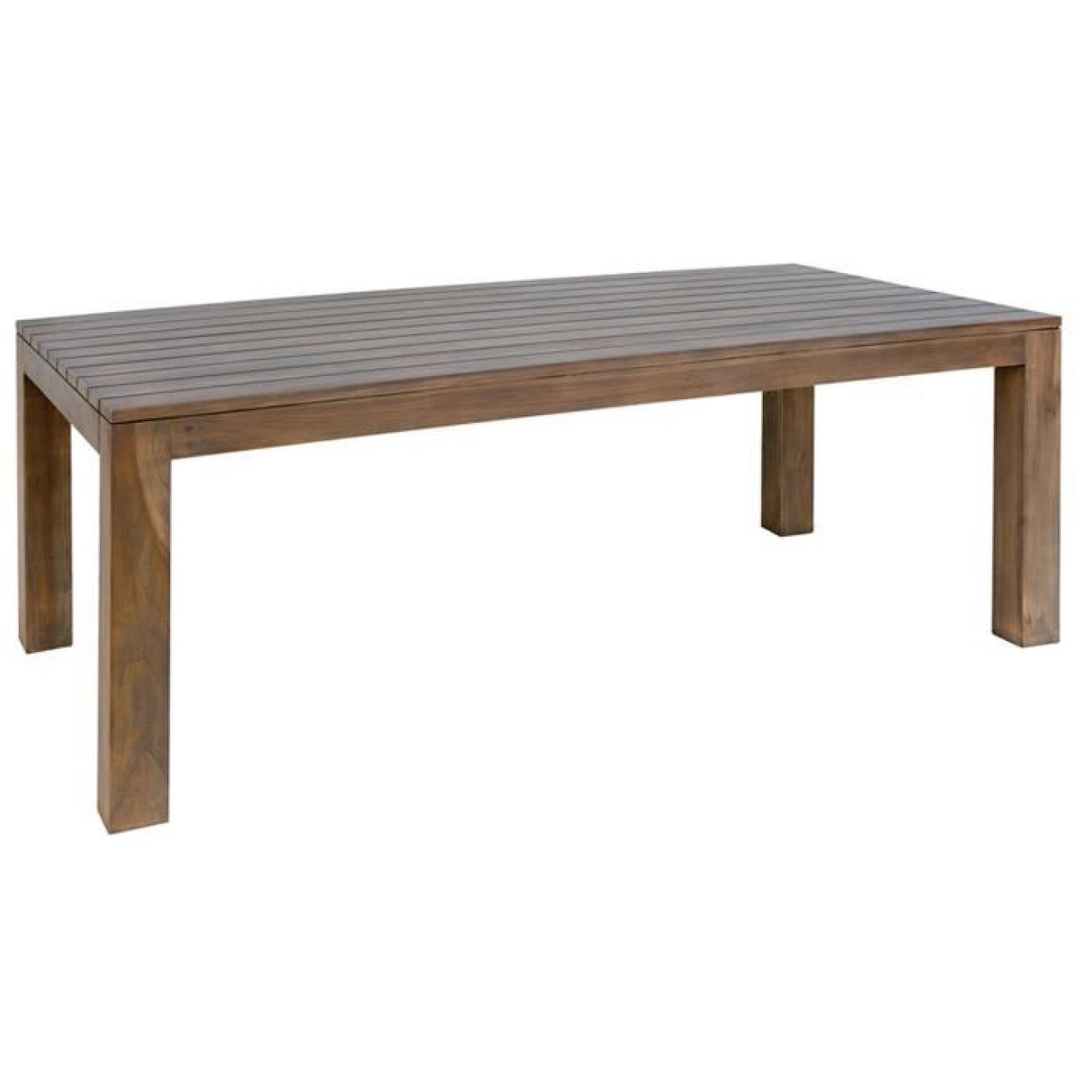Table rectangulaire de jardin en bois teck sombre - Dim : H 78 x L 200 x P 100 cm