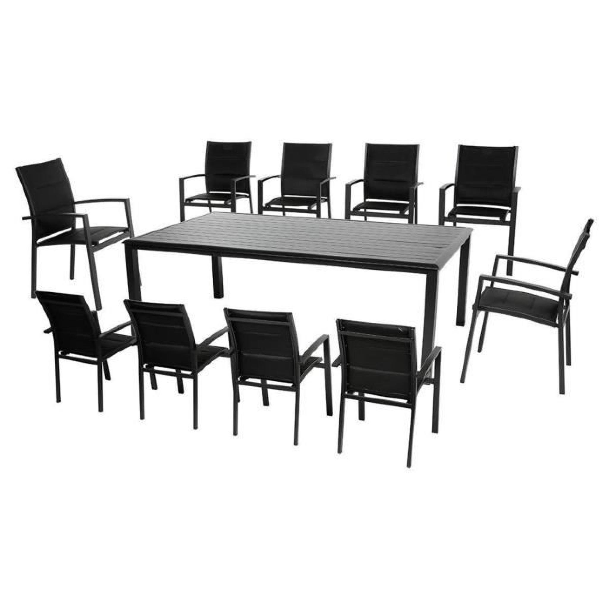 Table rectangulaire en Aluminium coloris noir - Dim : L 218 x P 118 x H 74 cm  pas cher