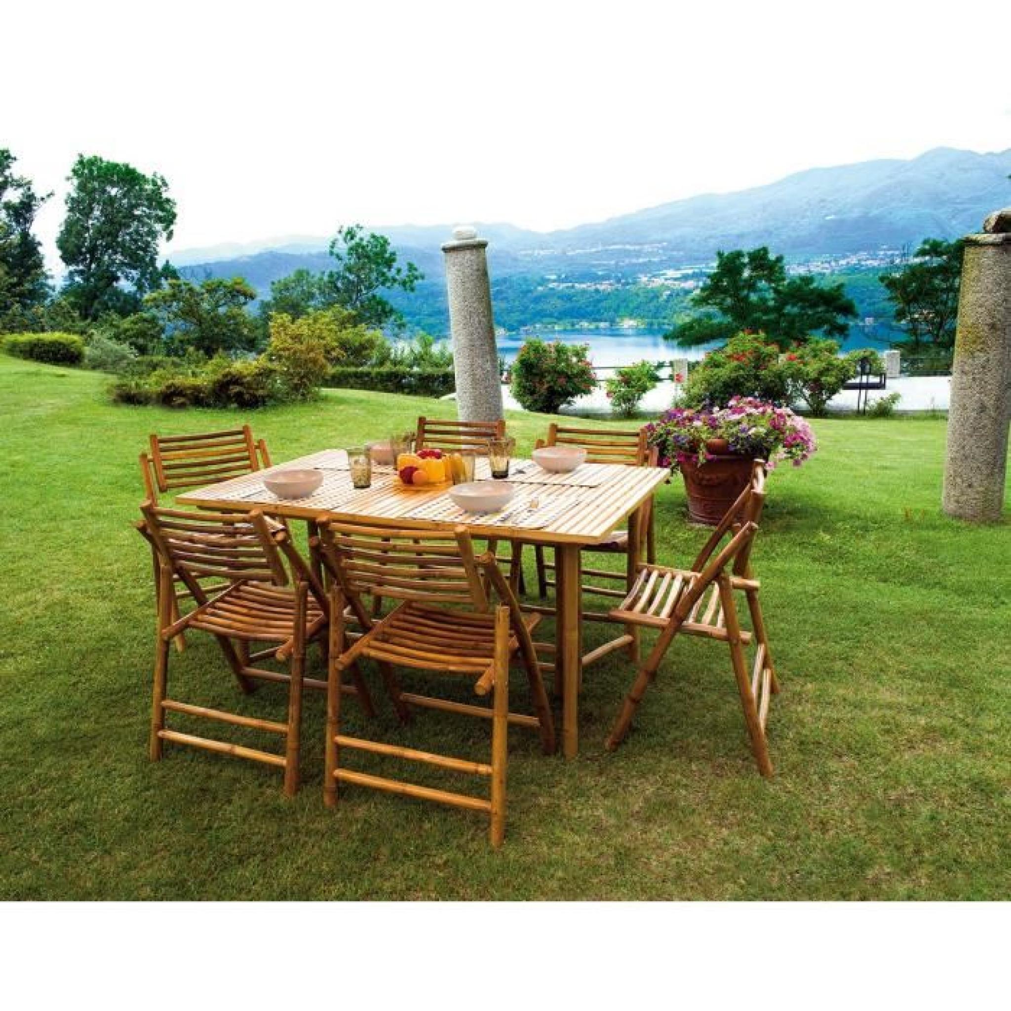 Table rectangulaire pour jardin en bambou - Dim : H 75 x L 150 x P 90 cm