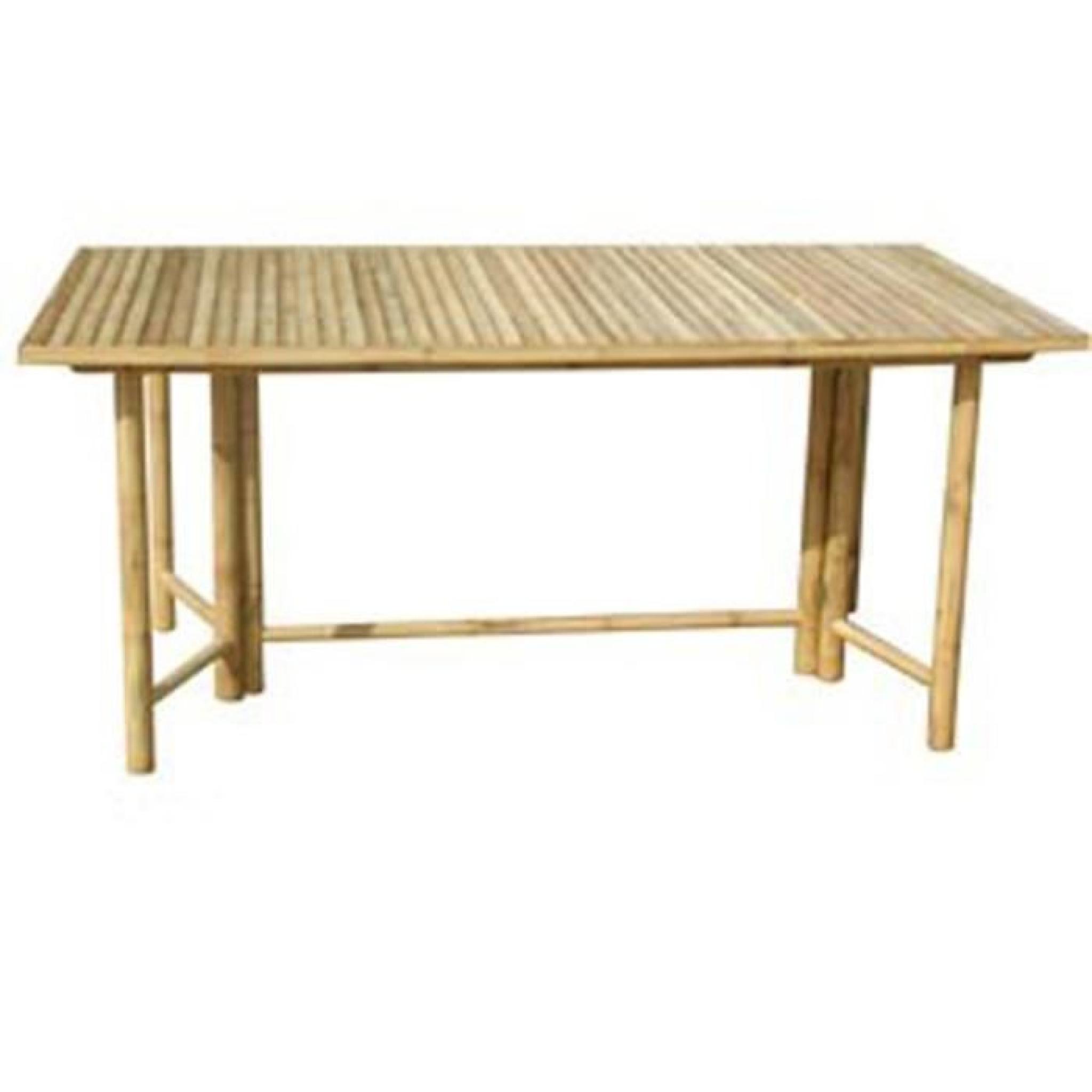 Table rectangulaire pour jardin en bambou - Dim : H 75 x L 150 x P 90 cm pas cher