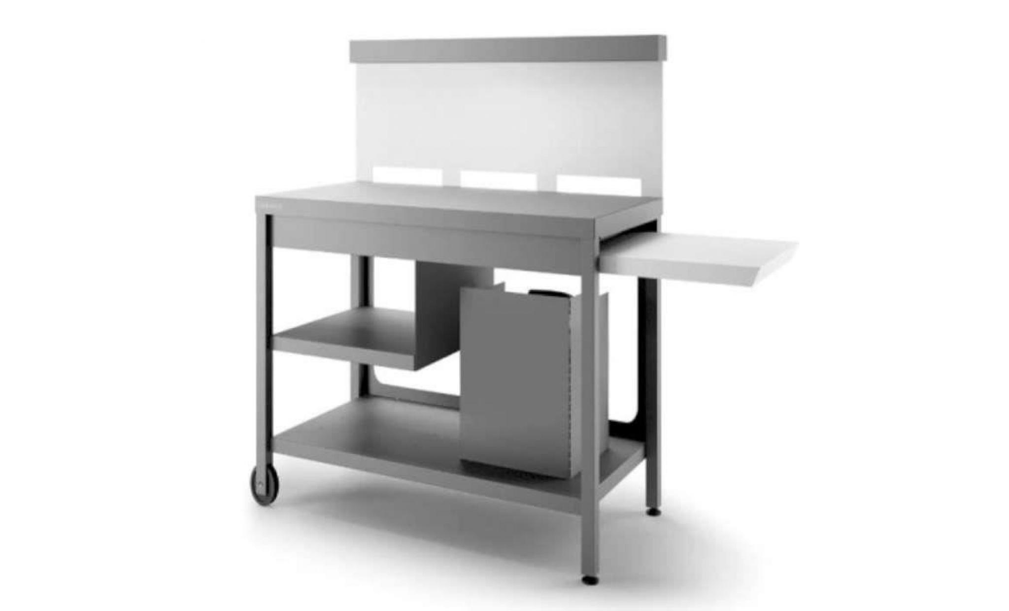 table roulante credence acier gris anthracite/ blanc mat pour plancha